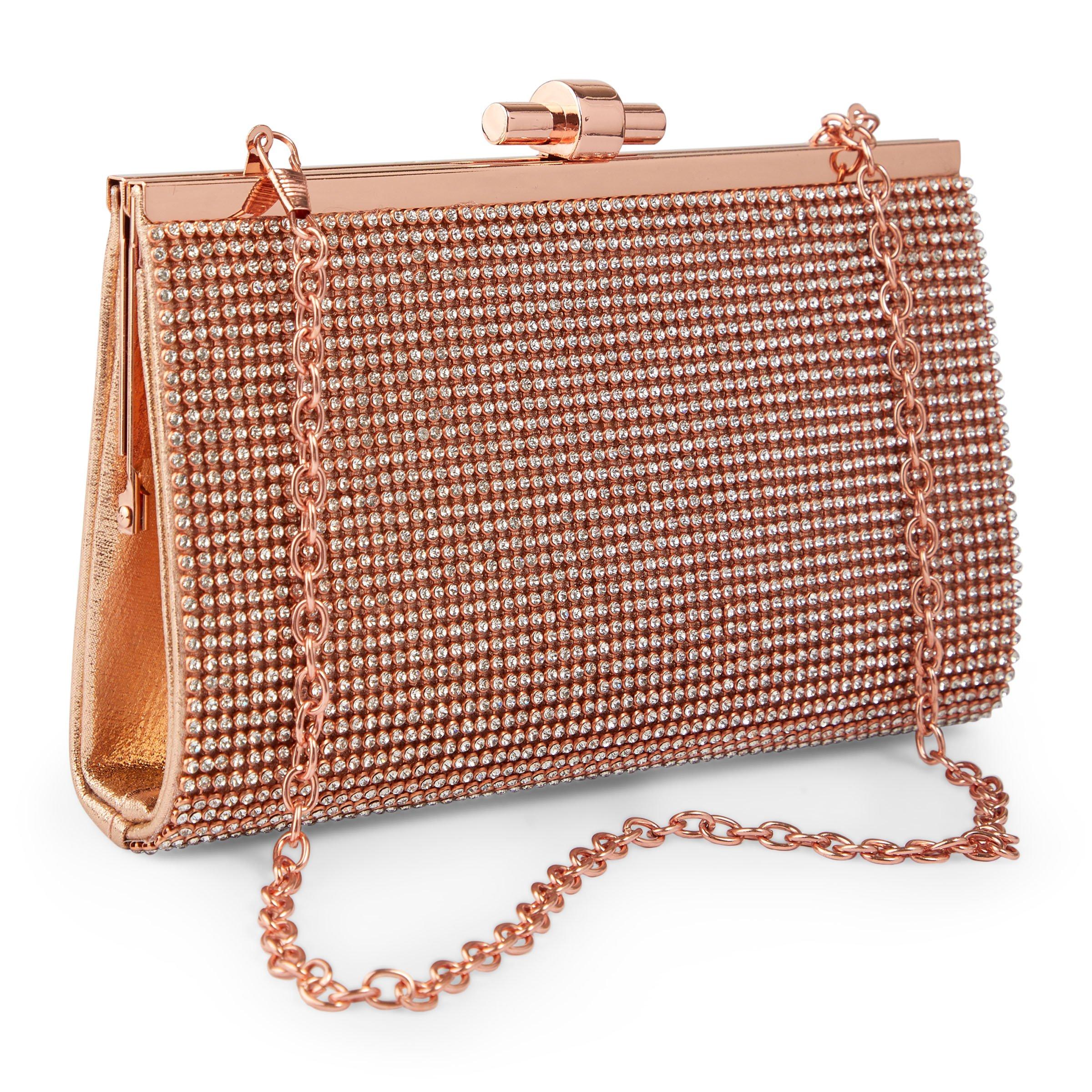 Rose coloured store clutch bag