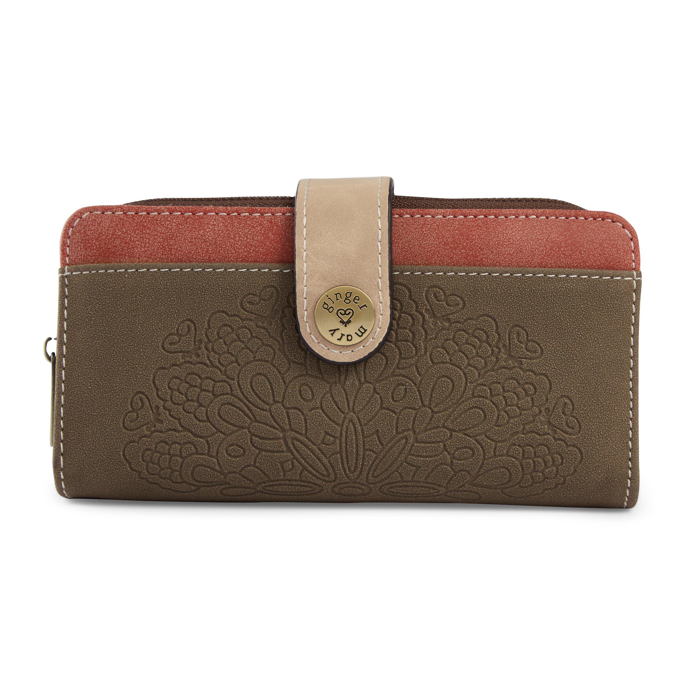 Red zip around online purse