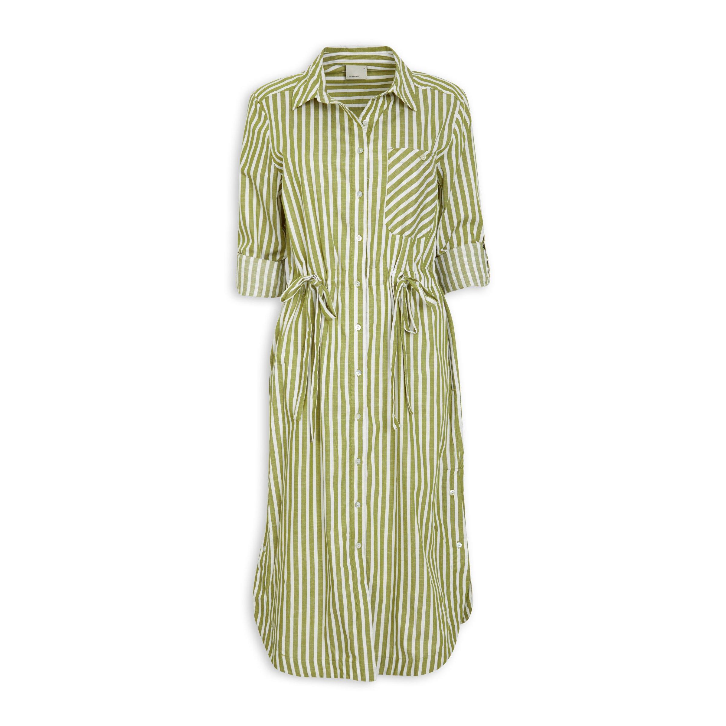 Earthaddict Green Stripe Shirt Dress (3070348) 