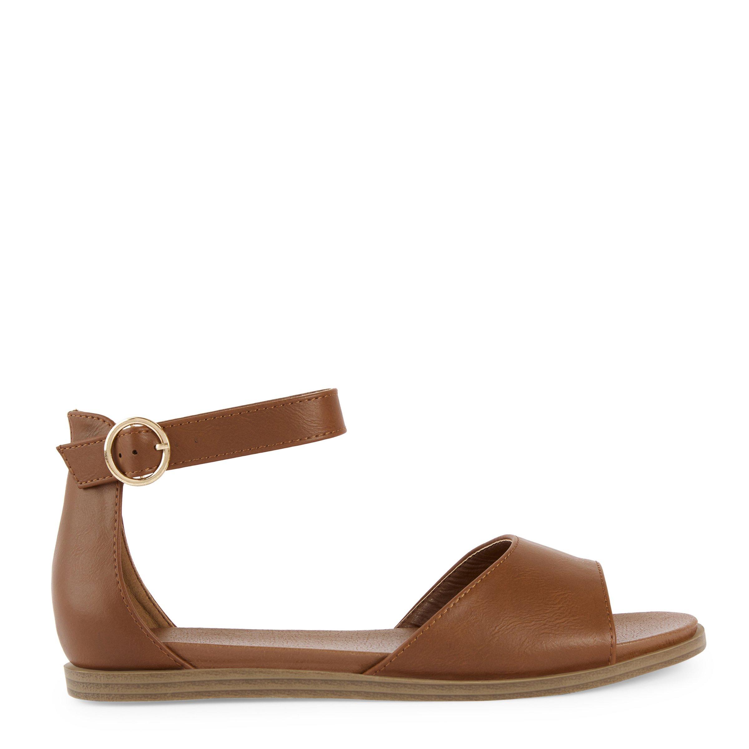 Tan ankle strap flats sale