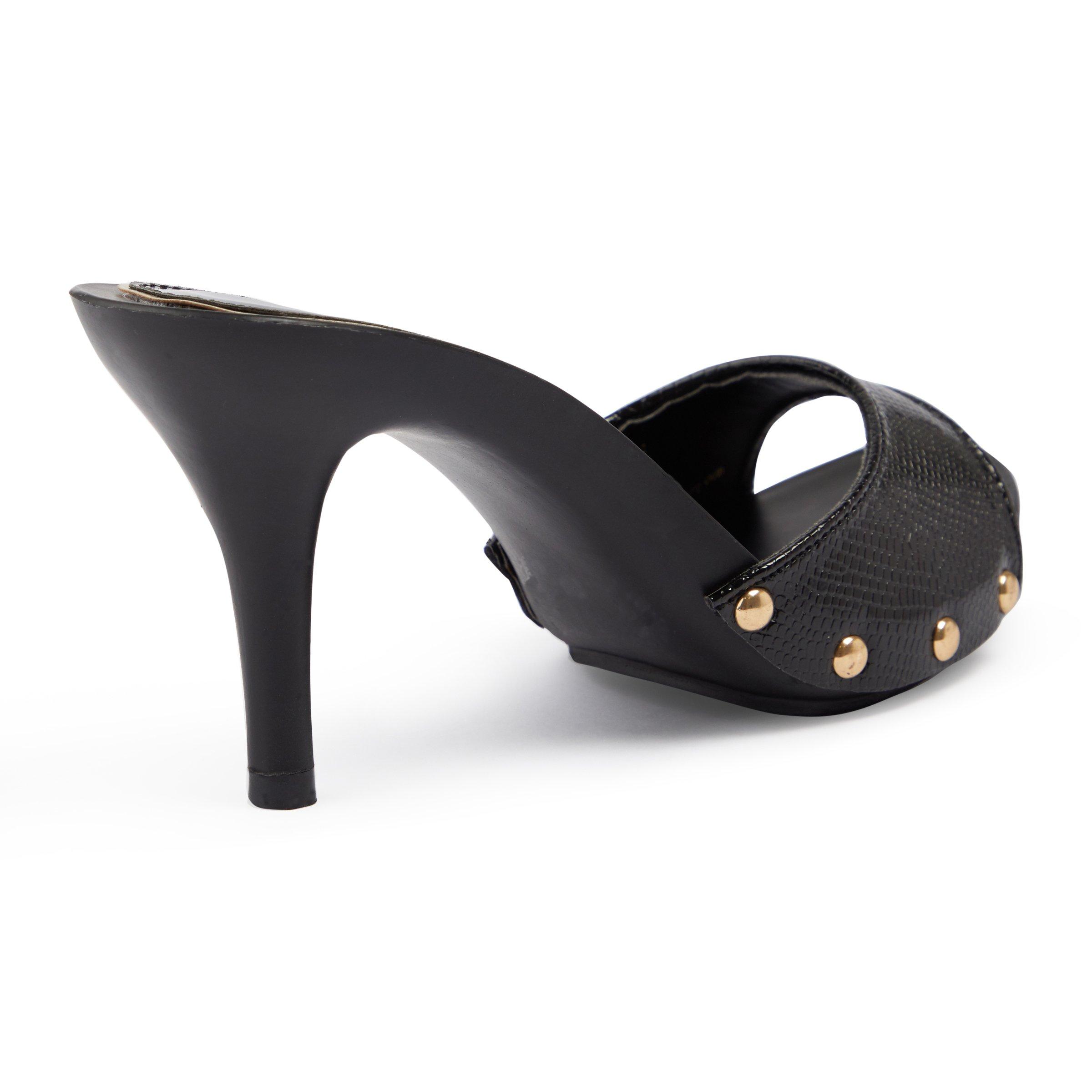 Black mule hotsell heels open toe