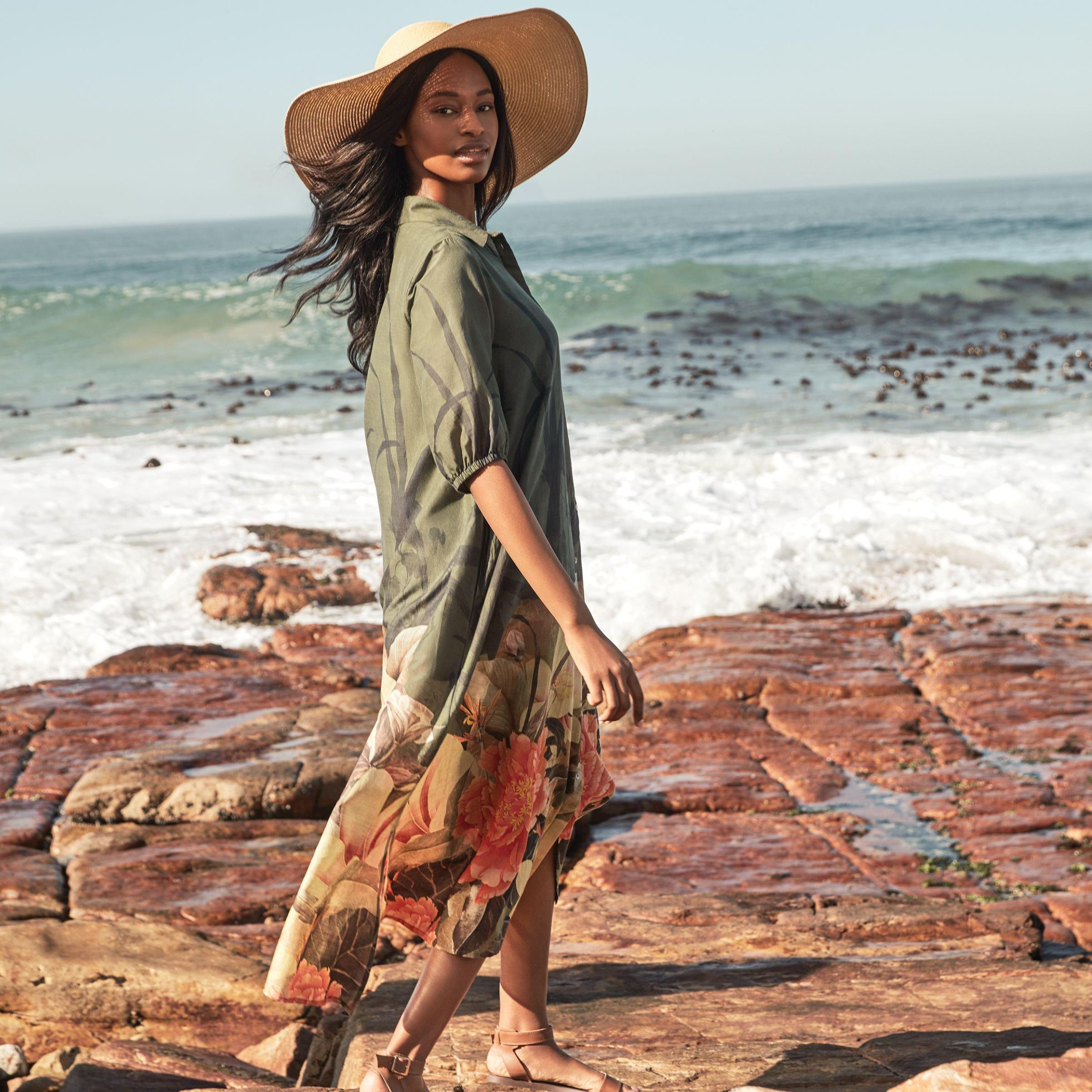 Flowery store shirt dress