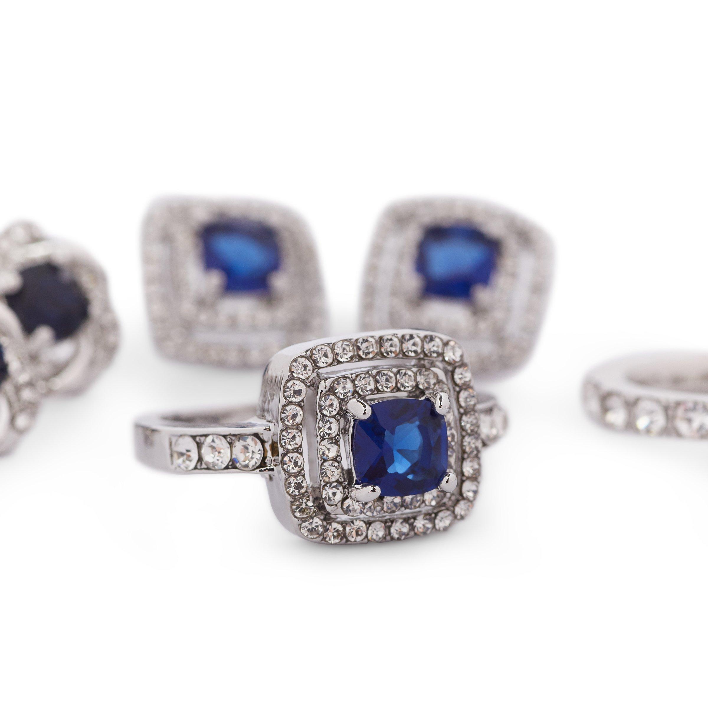 Sapphire ring store and earring set