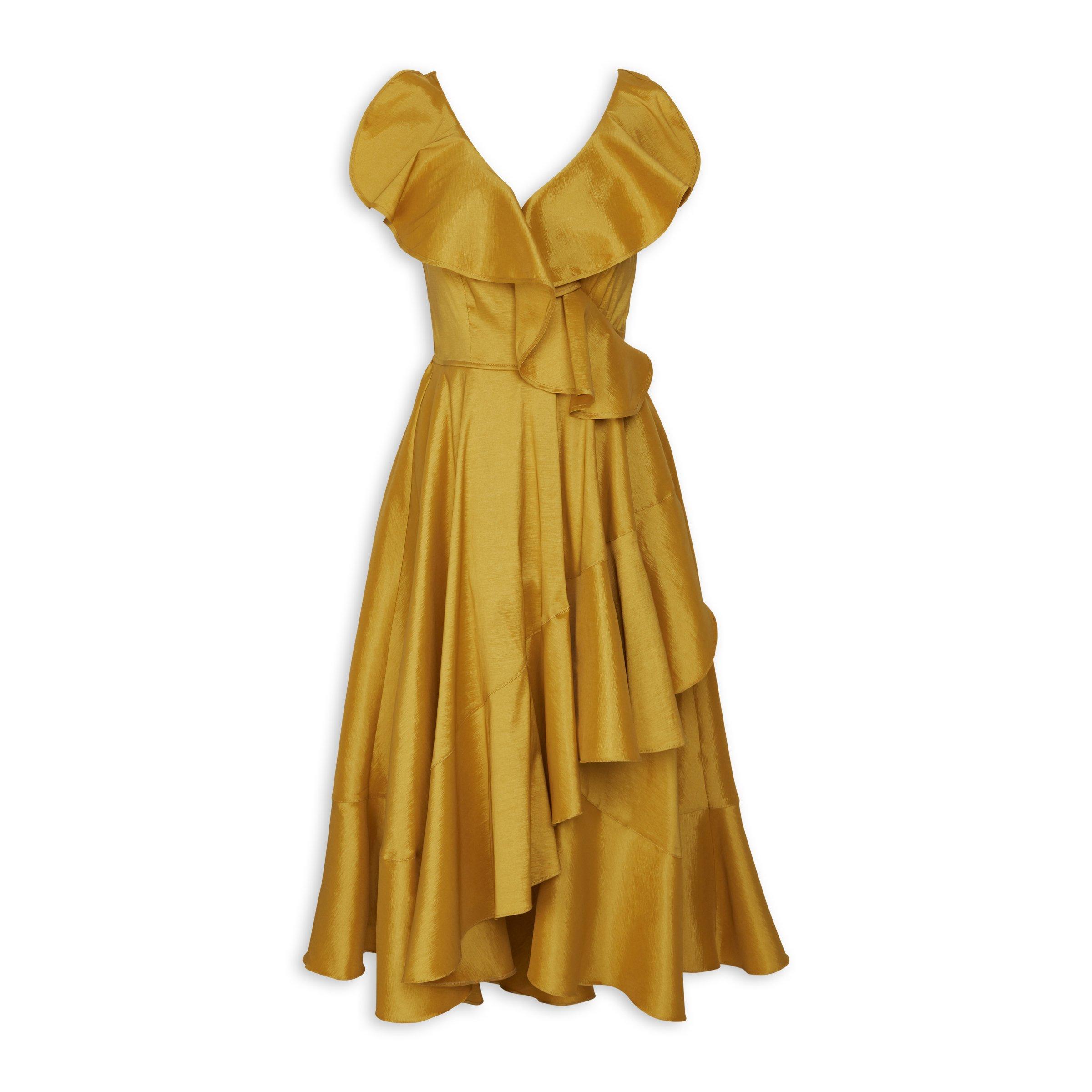 Gold Evening Wrap Dress