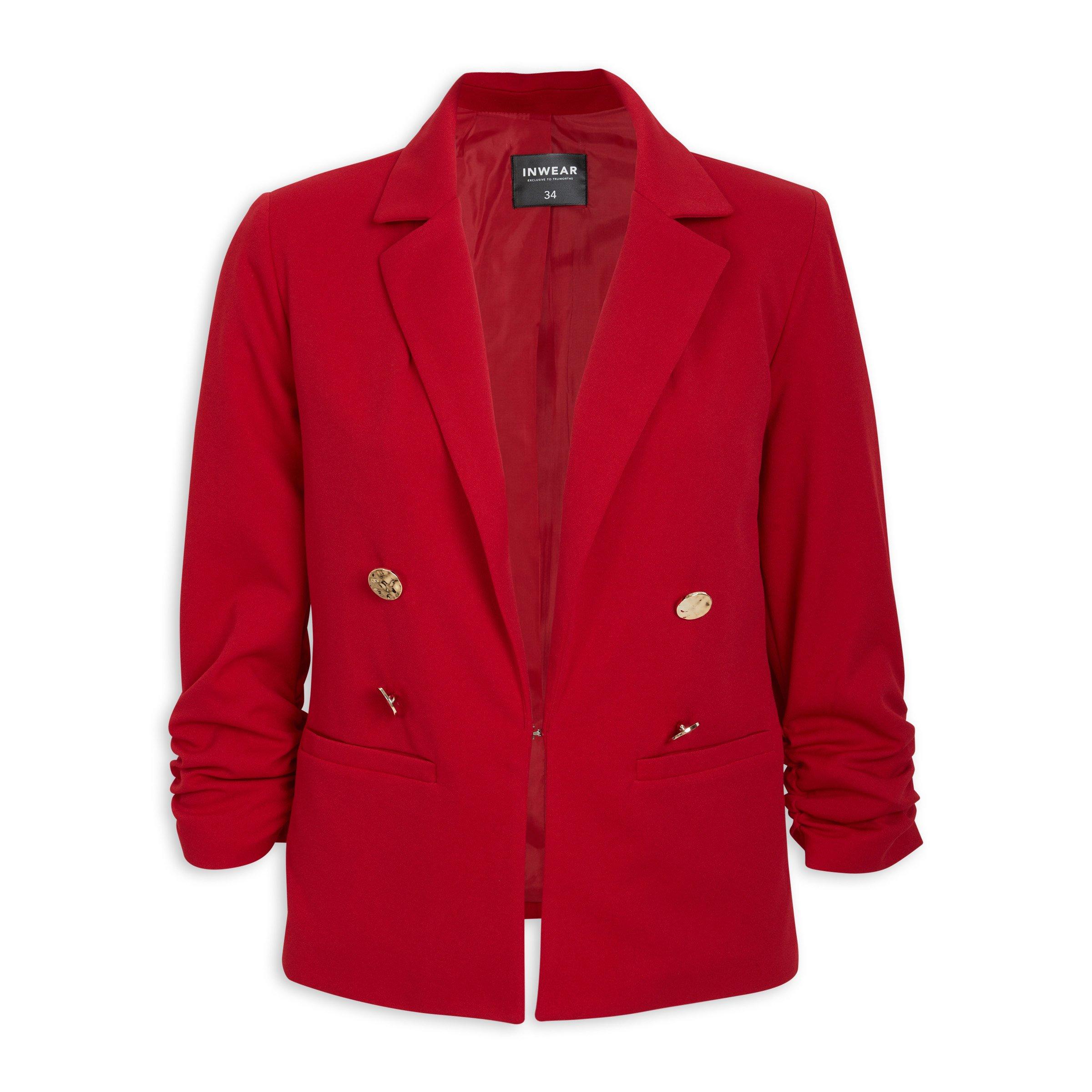 Red fitted blazer on sale ladies