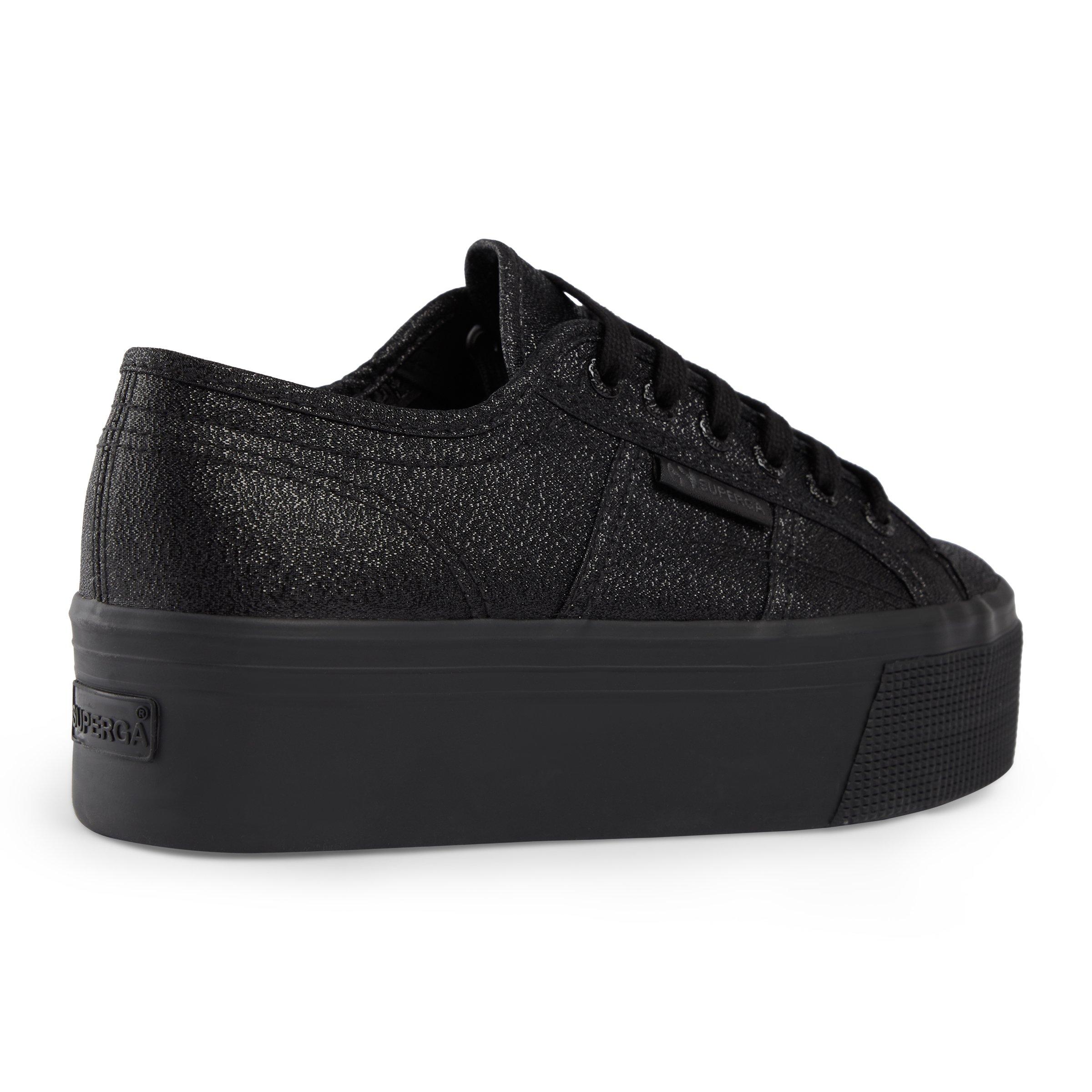 Superga platform nere shop brillantinate