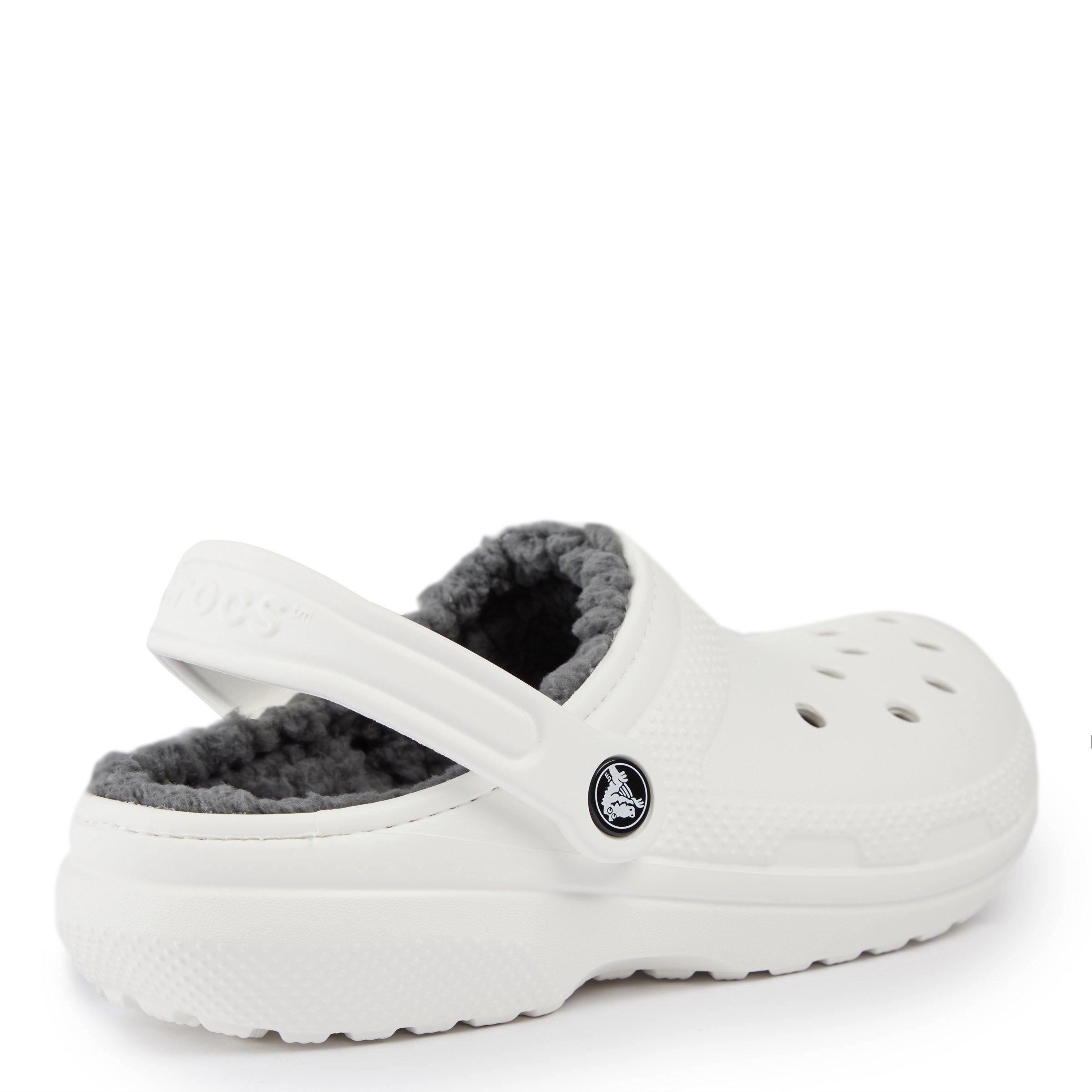 White crocs deals with grey fur