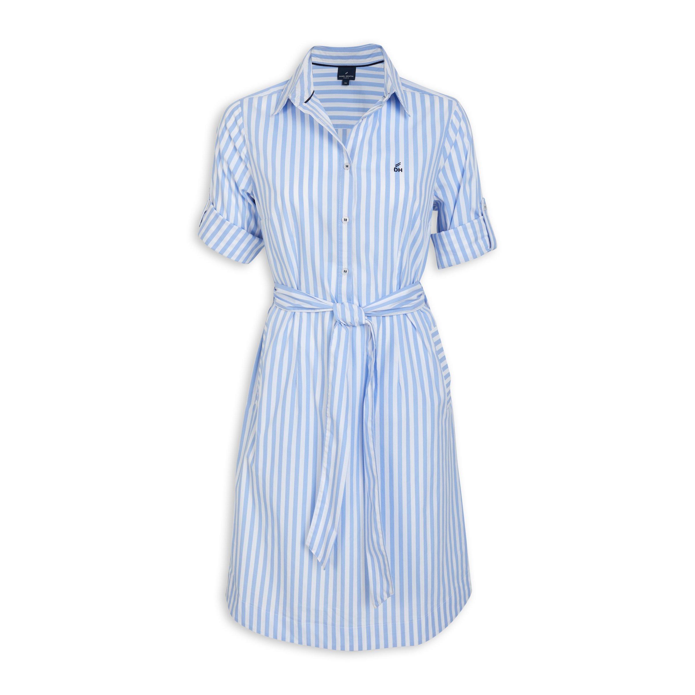 Striped belted outlet dress