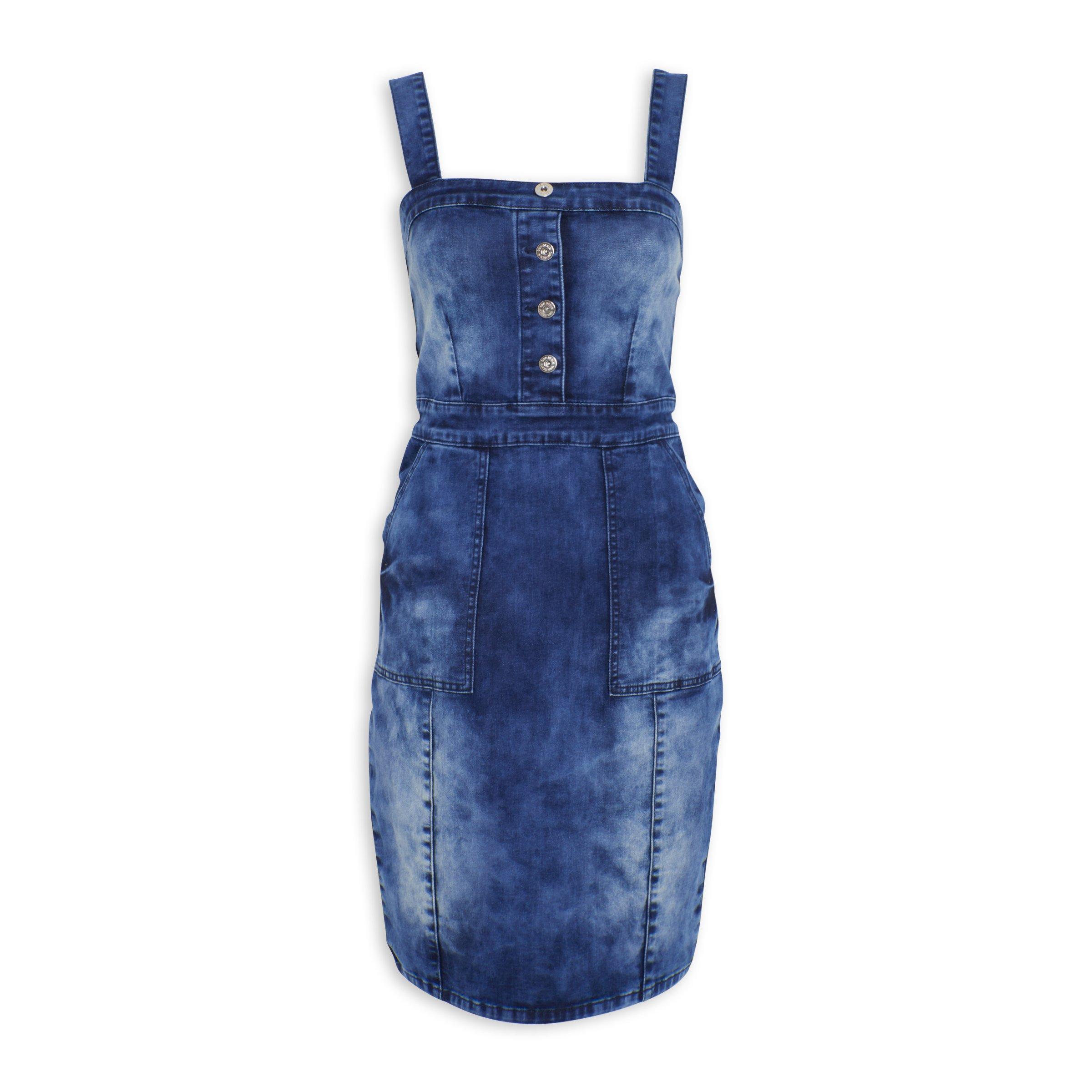 Denim pinafore outlet dress knee length