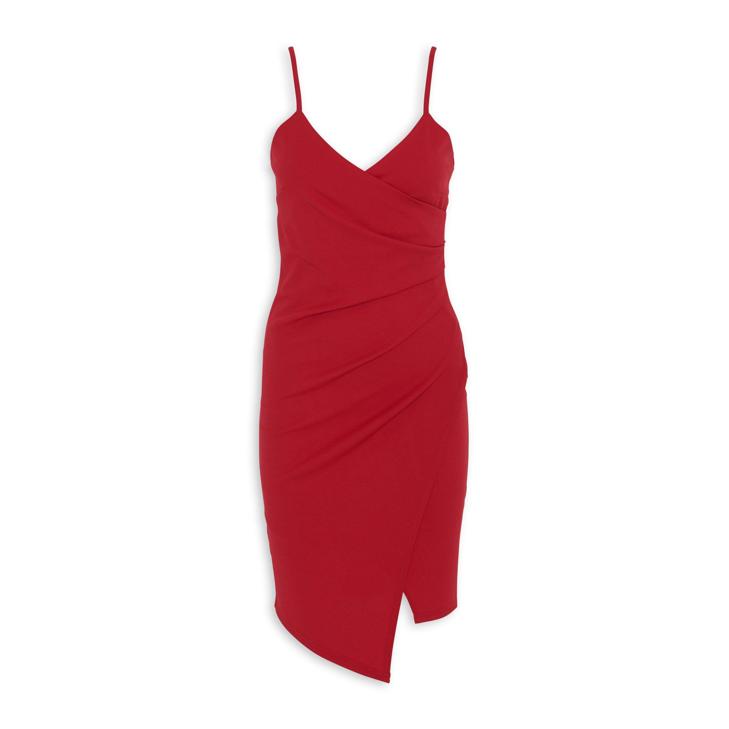 red wrap bodycon dress