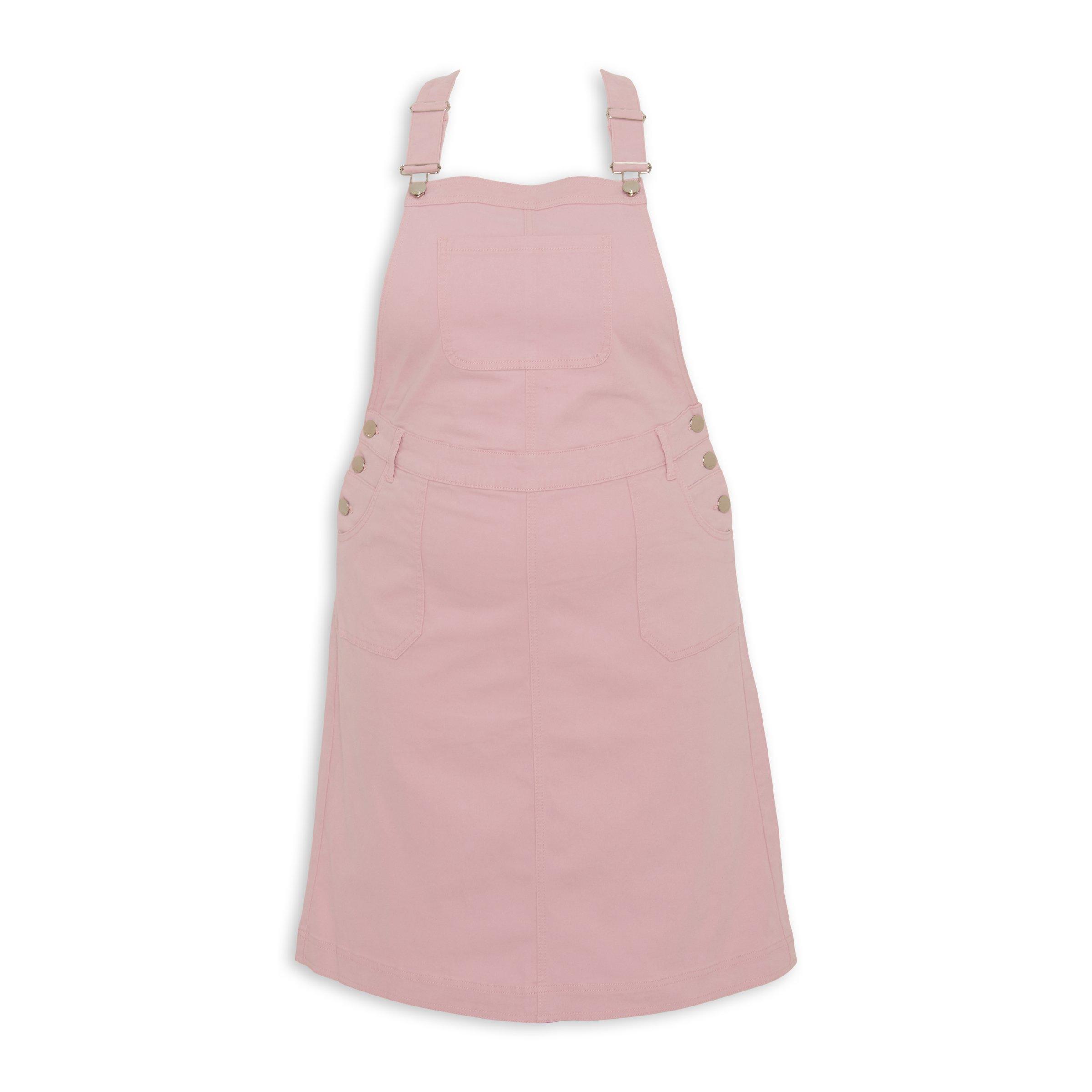 Pink denim sales pinafore dress