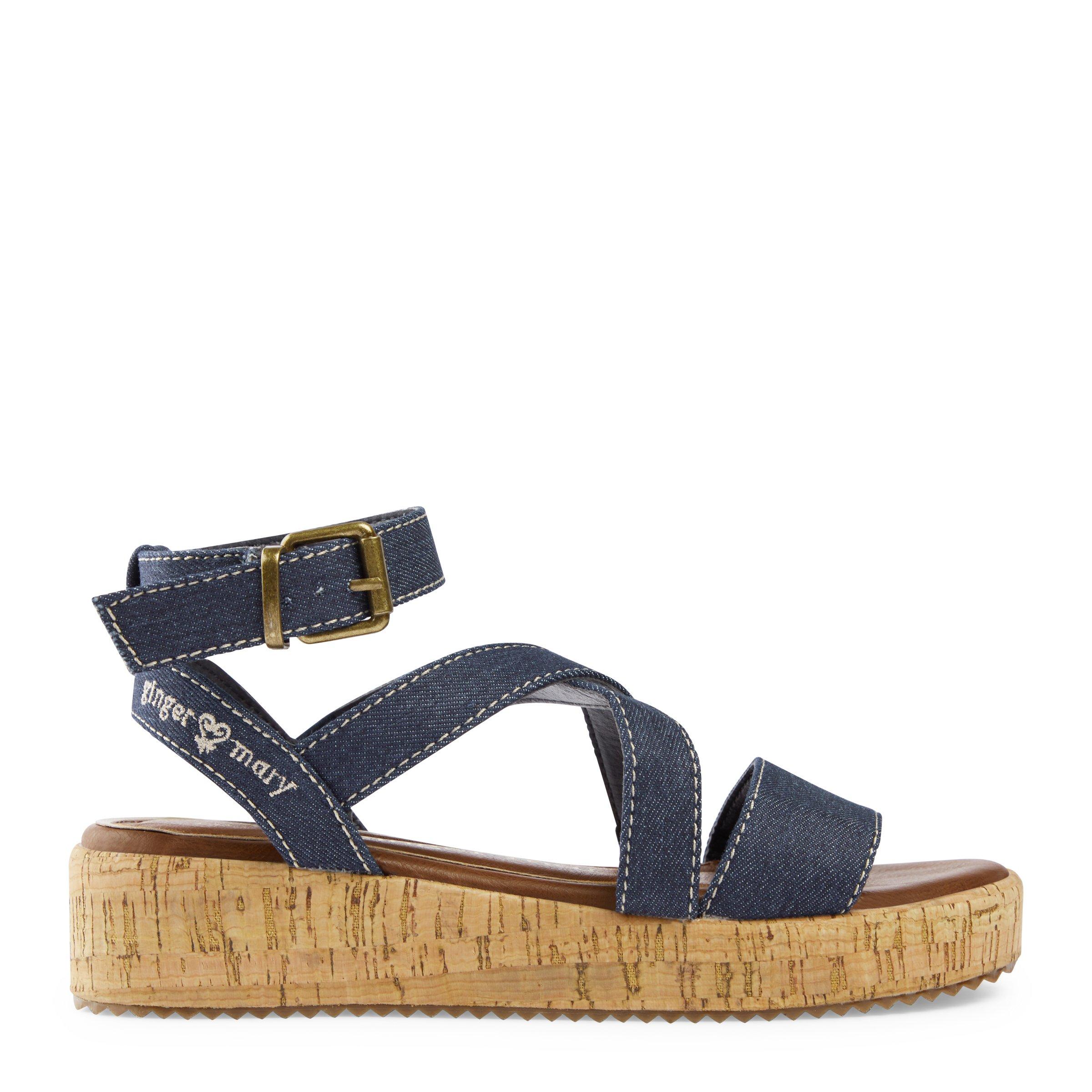 Denim ankle best sale strap sandals