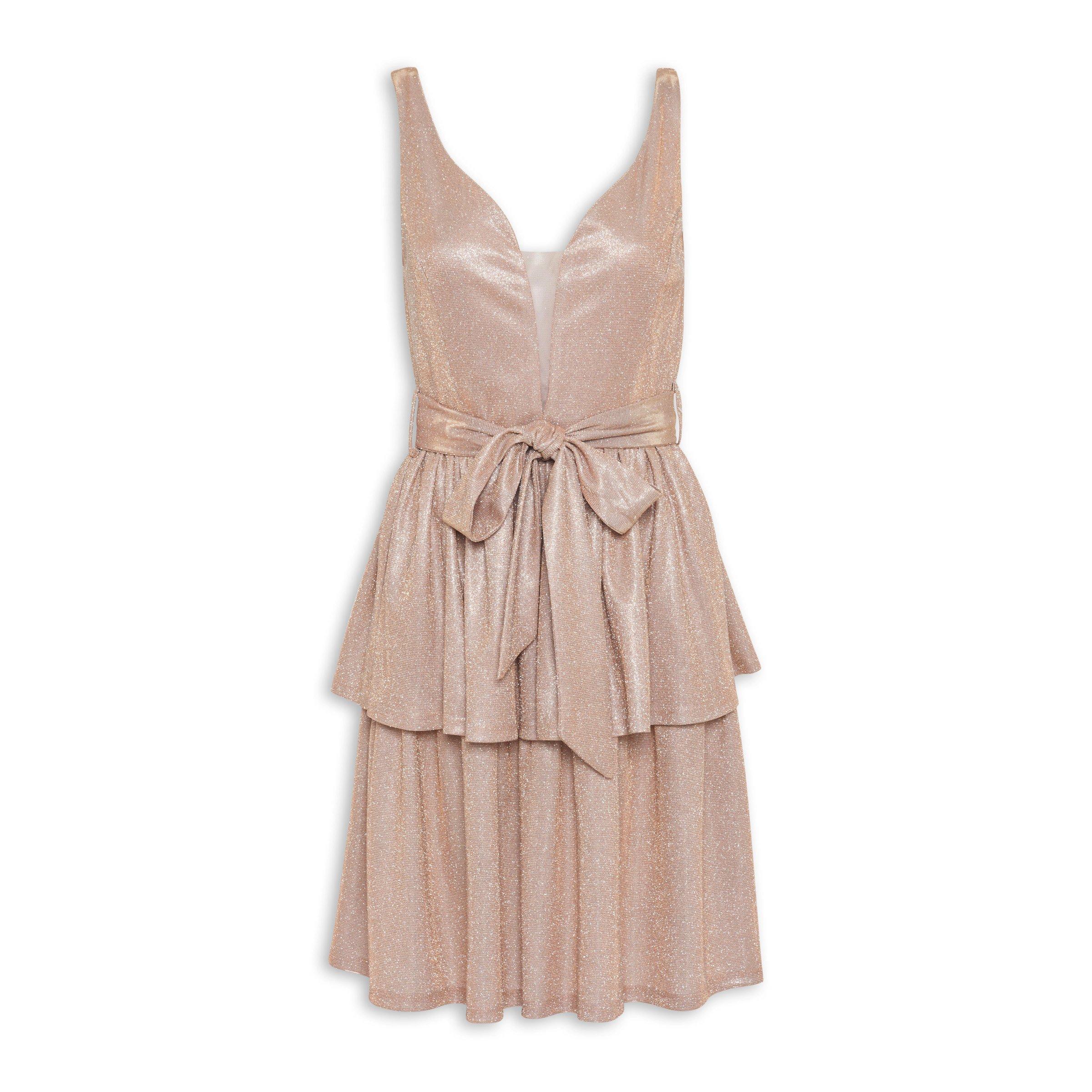 Rose Gold Shimmer Tiered Evening Dress 3076826 Truworths