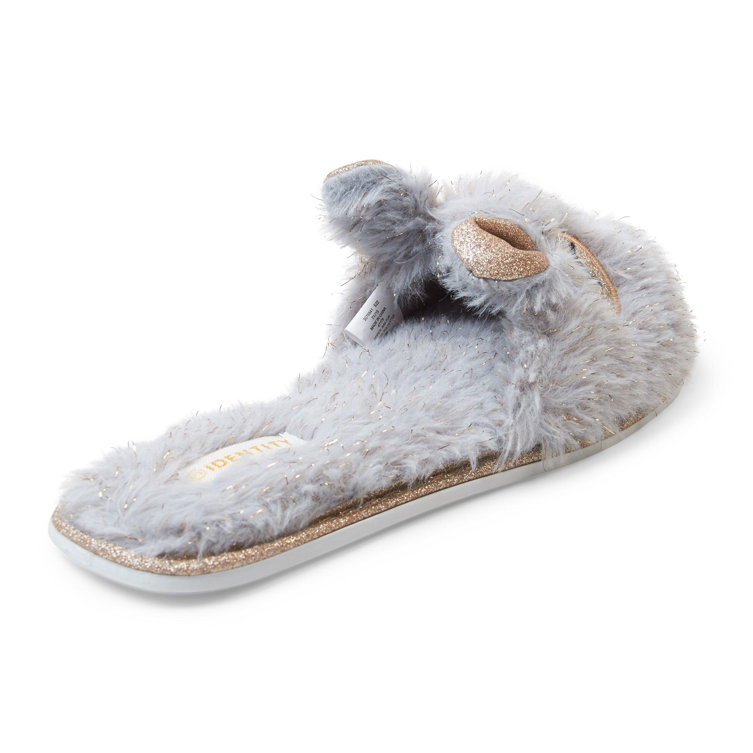 Grey open 2025 toe slippers