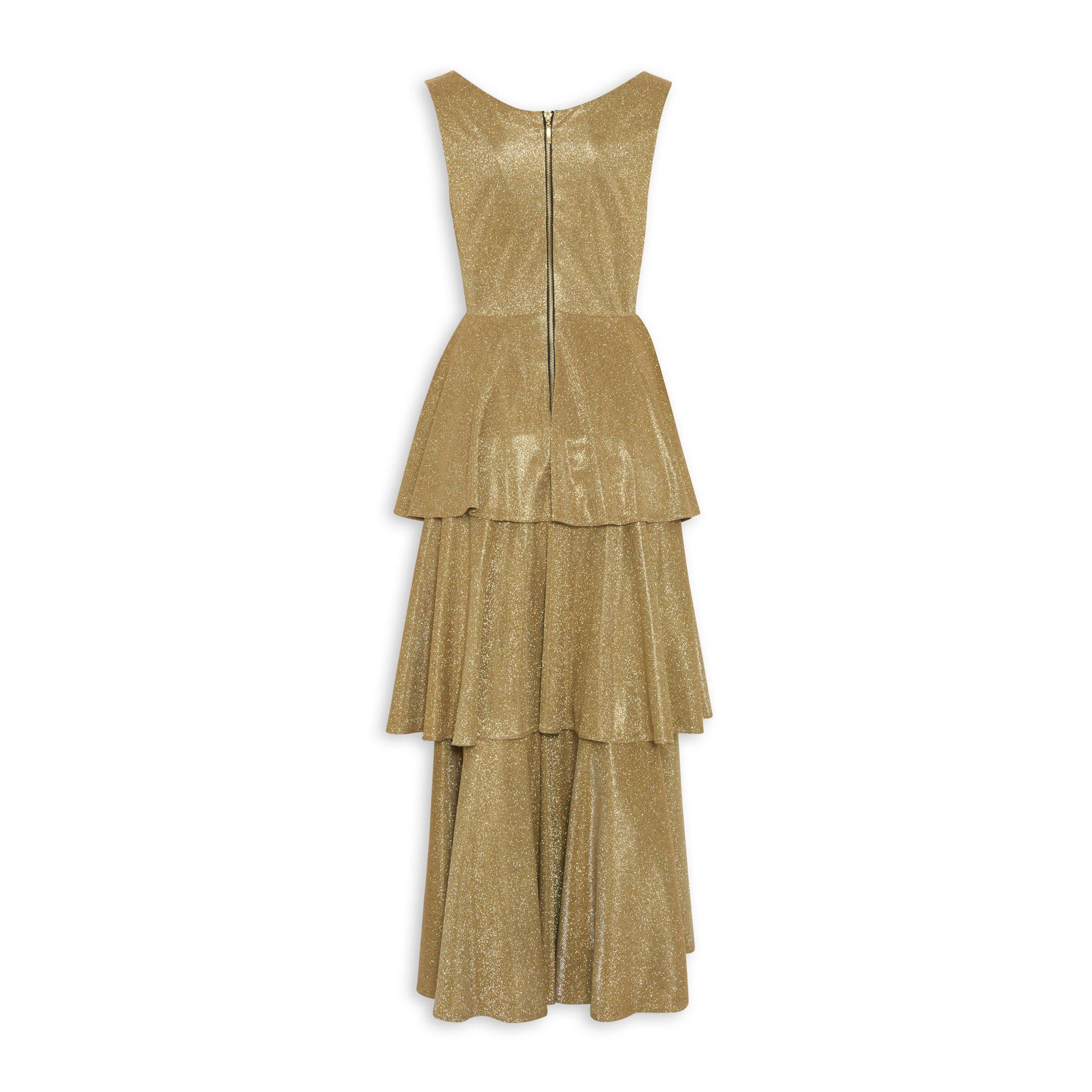 Gold Shimmer Tiered Evening Dress 3077122 Truworths