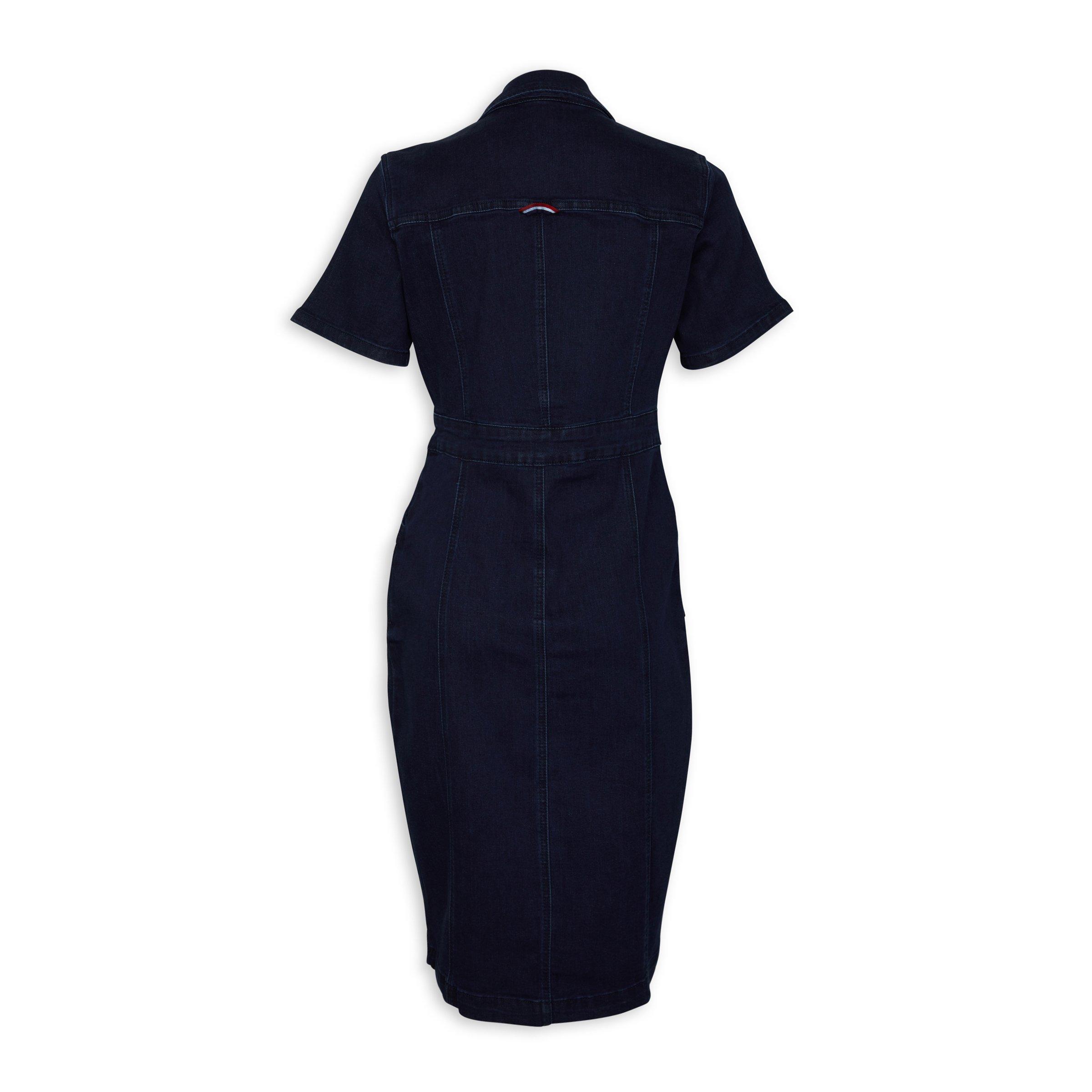 Navy button through outlet dress