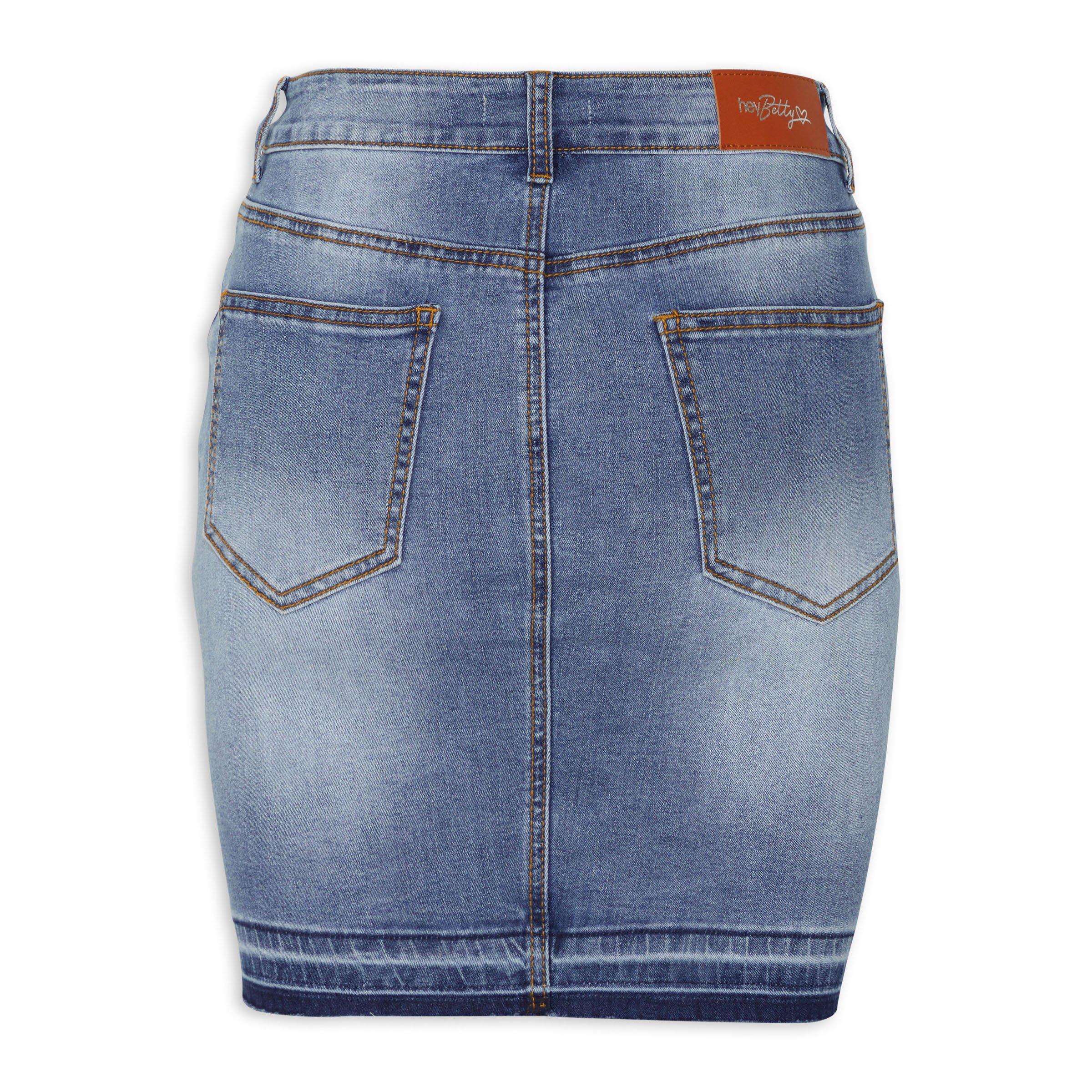 Bleached best sale denim skirt