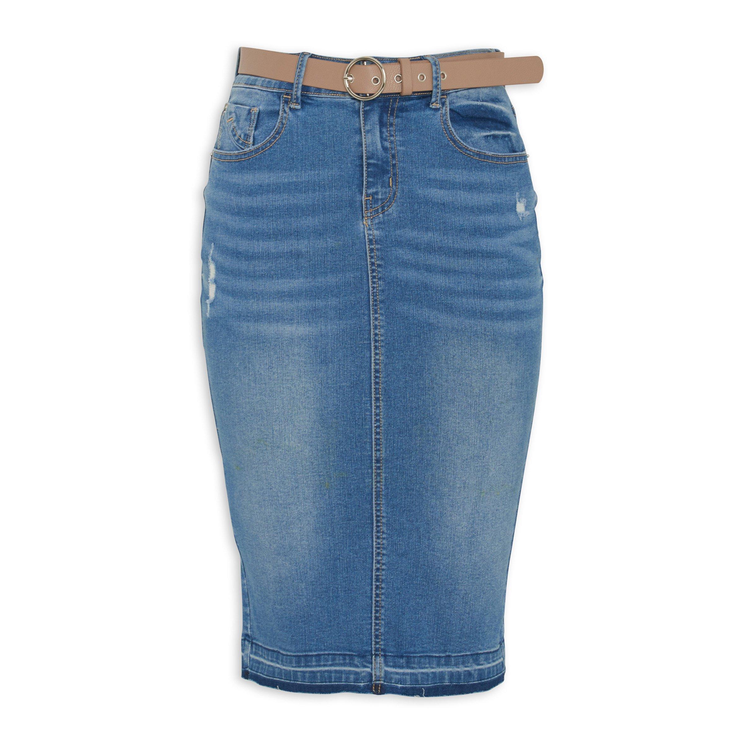 Indigo Belted Denim Skirt (3079025) | OUTBACK RED