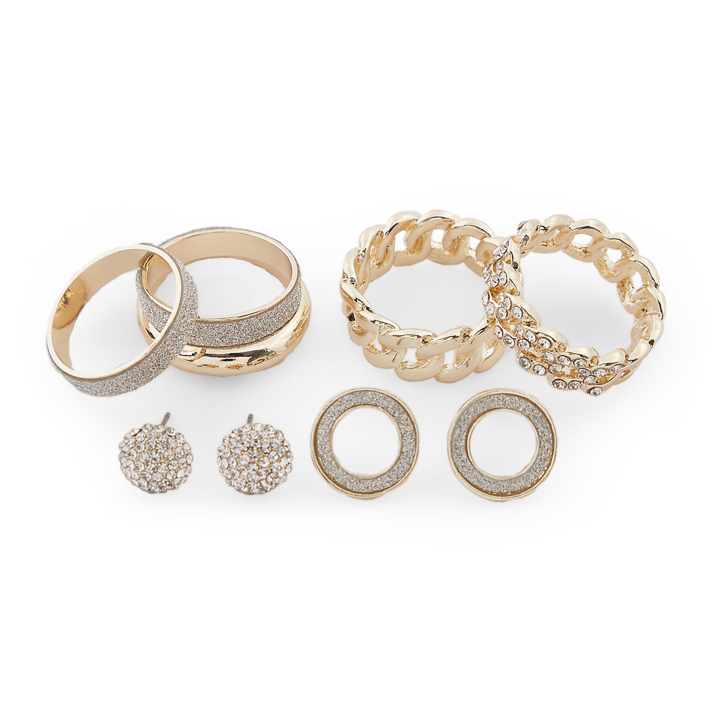 Gold ring and on sale earring set