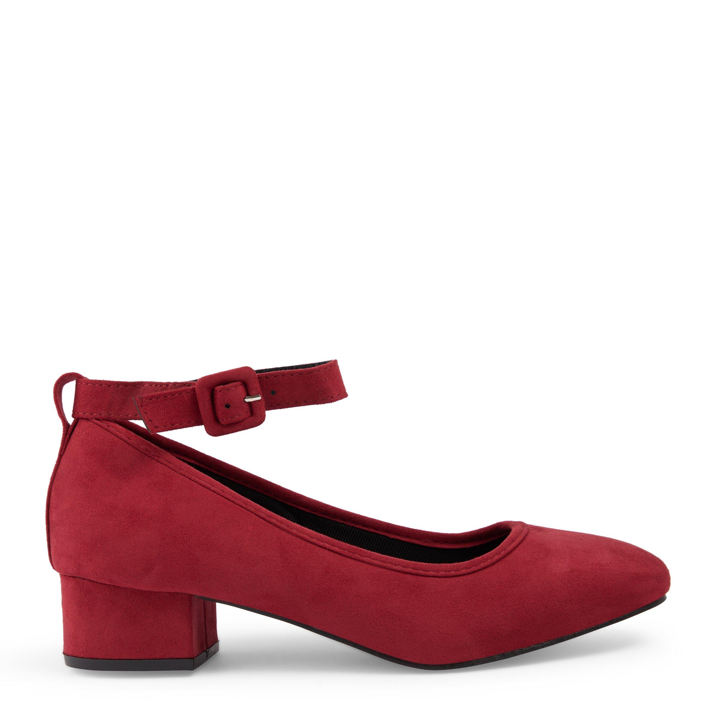 Red strap hot sale block heels