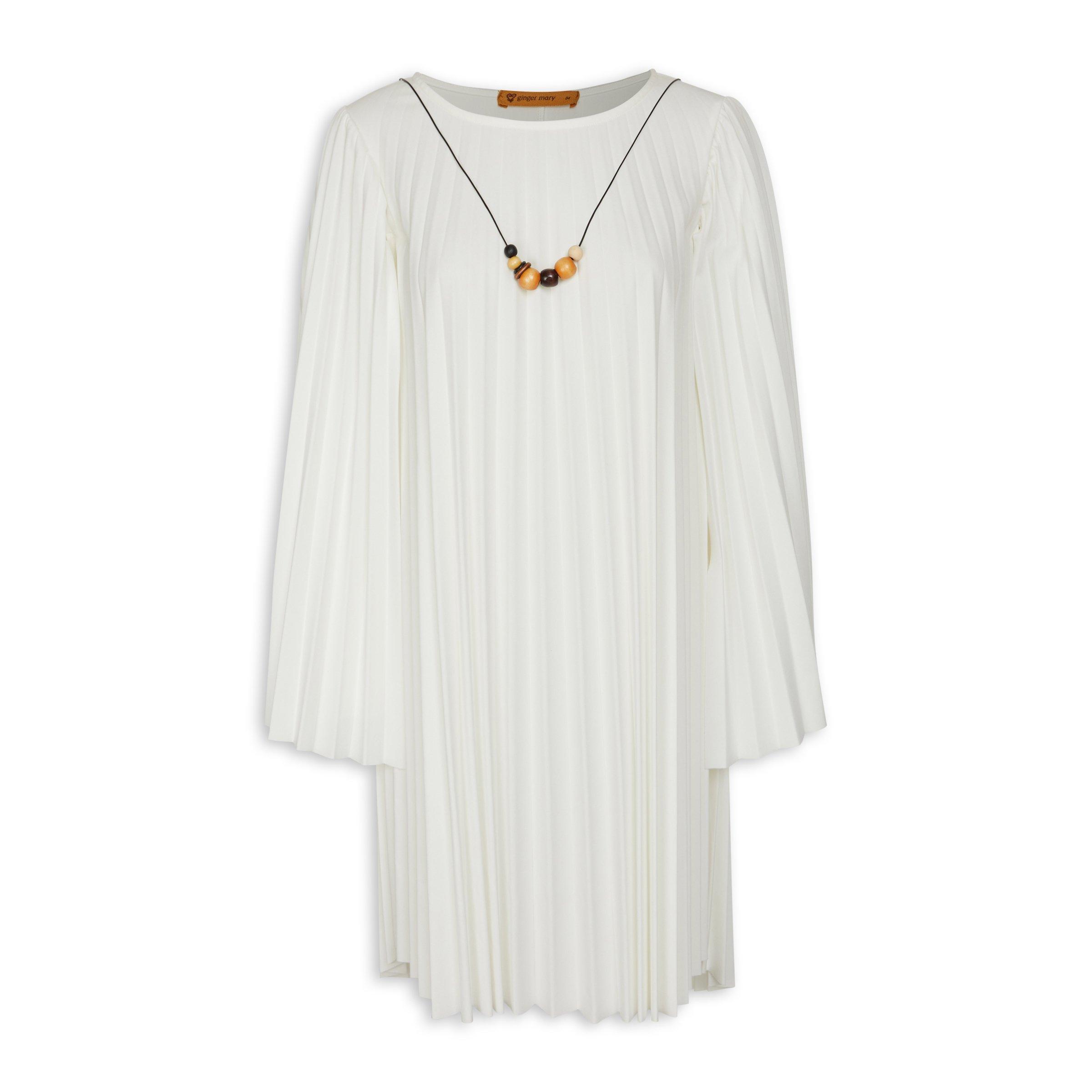 Milk Pleated Dress With Necklace (3080765) | Ginger Mary
