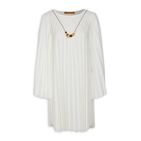 Milk Pleated Dress With Necklace