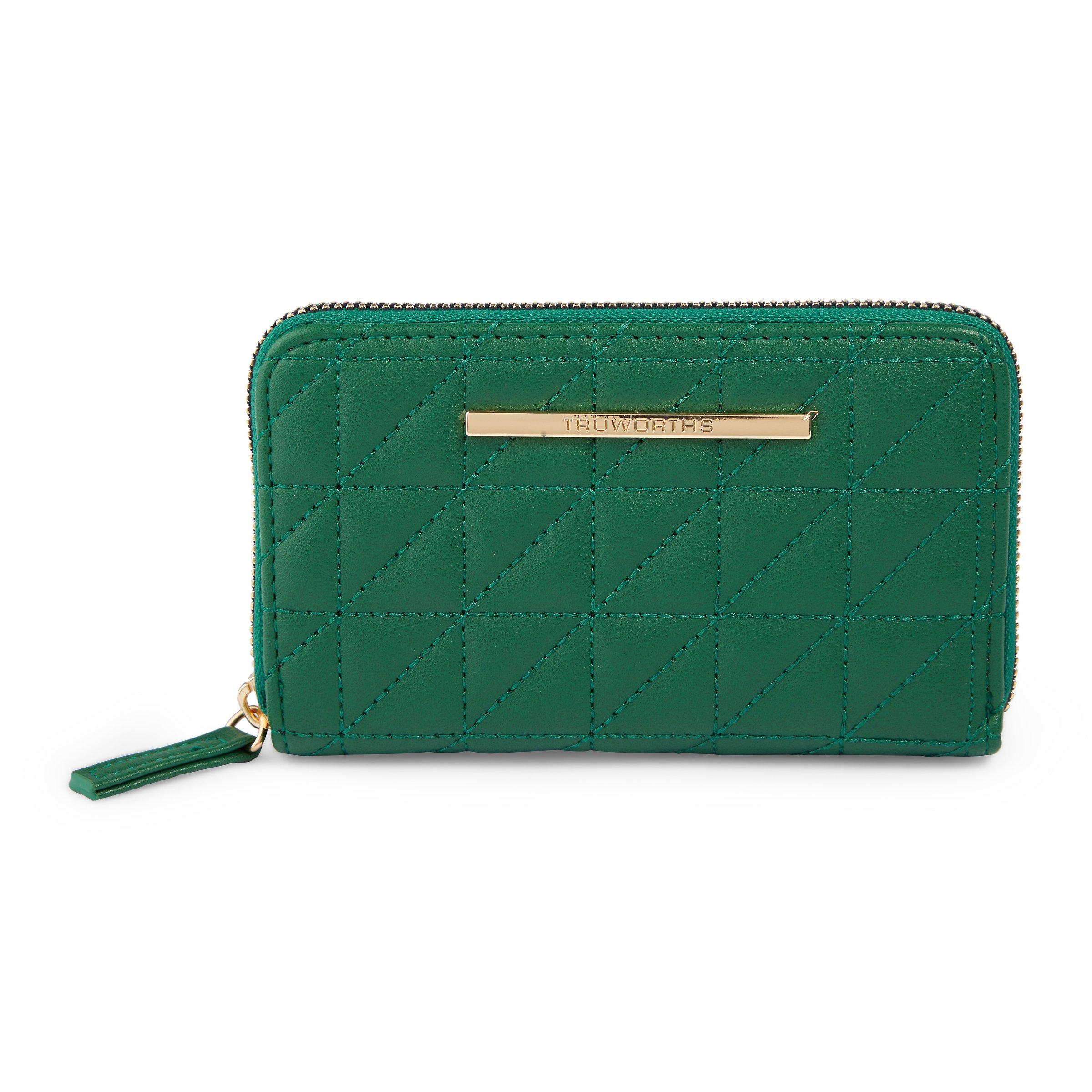 Green Zip Around Quilted Purse