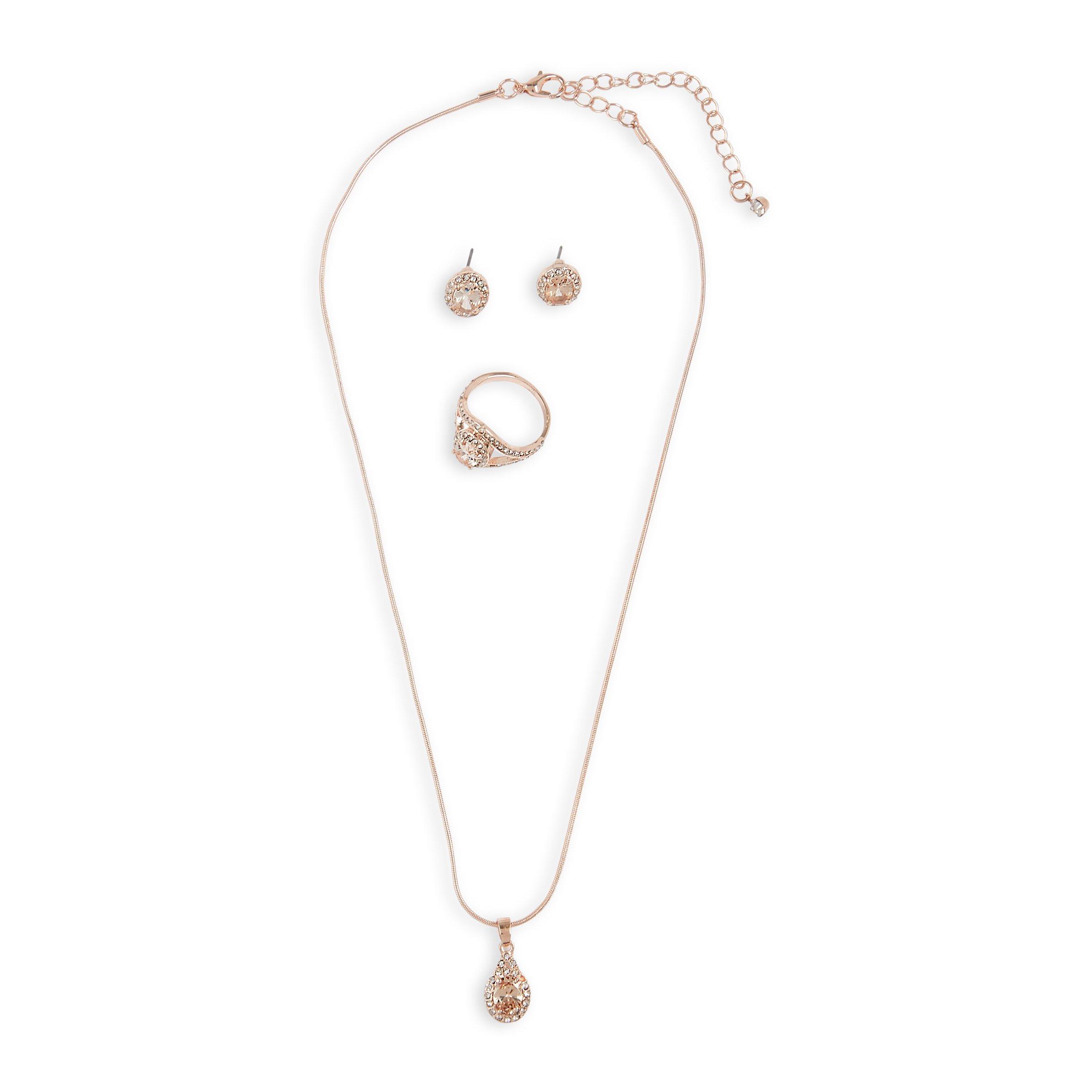 Champagne necklace and hot sale earring set