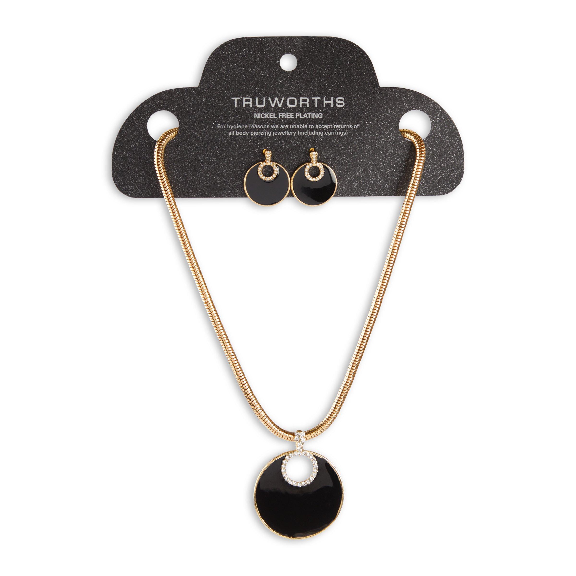Black Diamante Necklace Earrings Set 3082619 Truworths