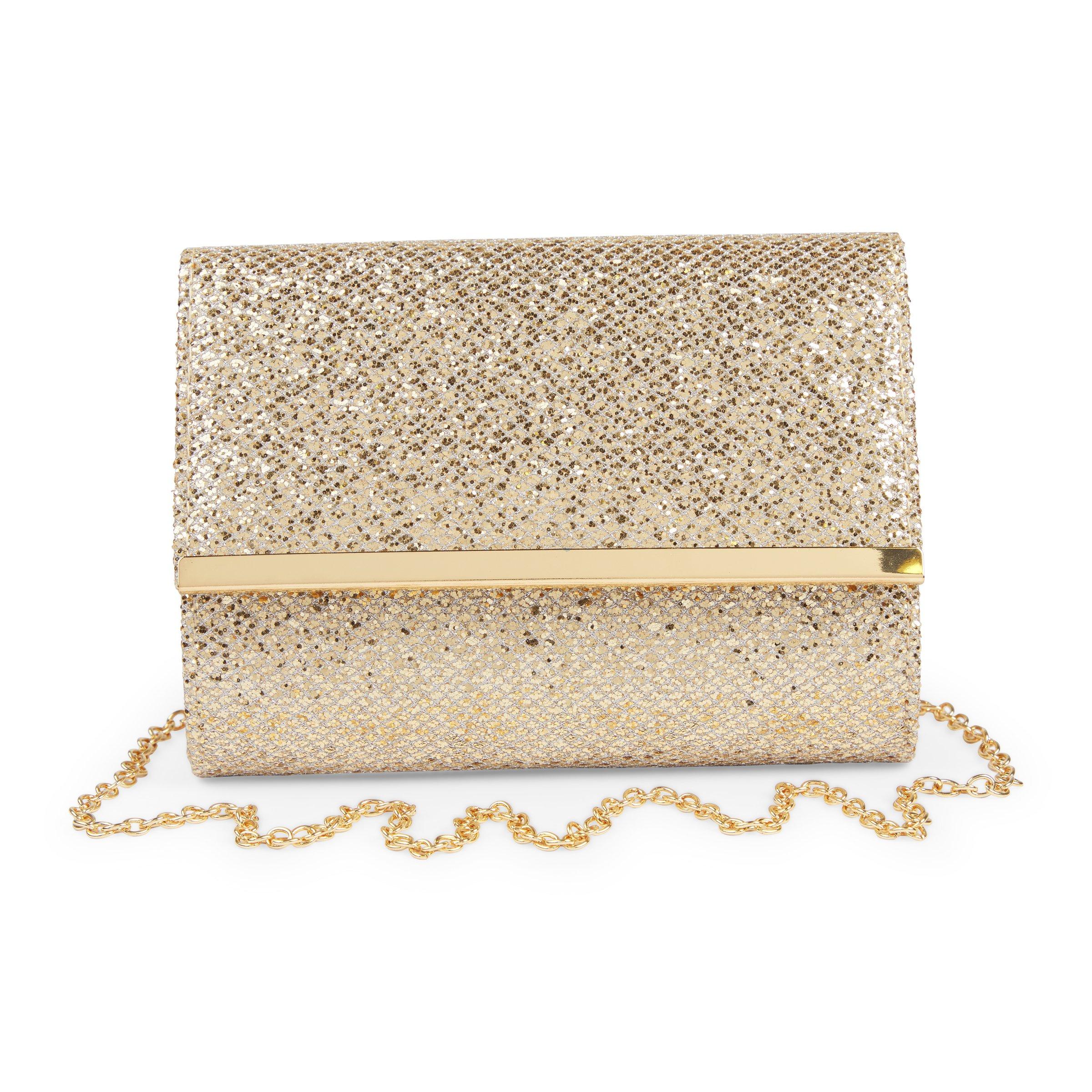 Gold sequin store clutch bag