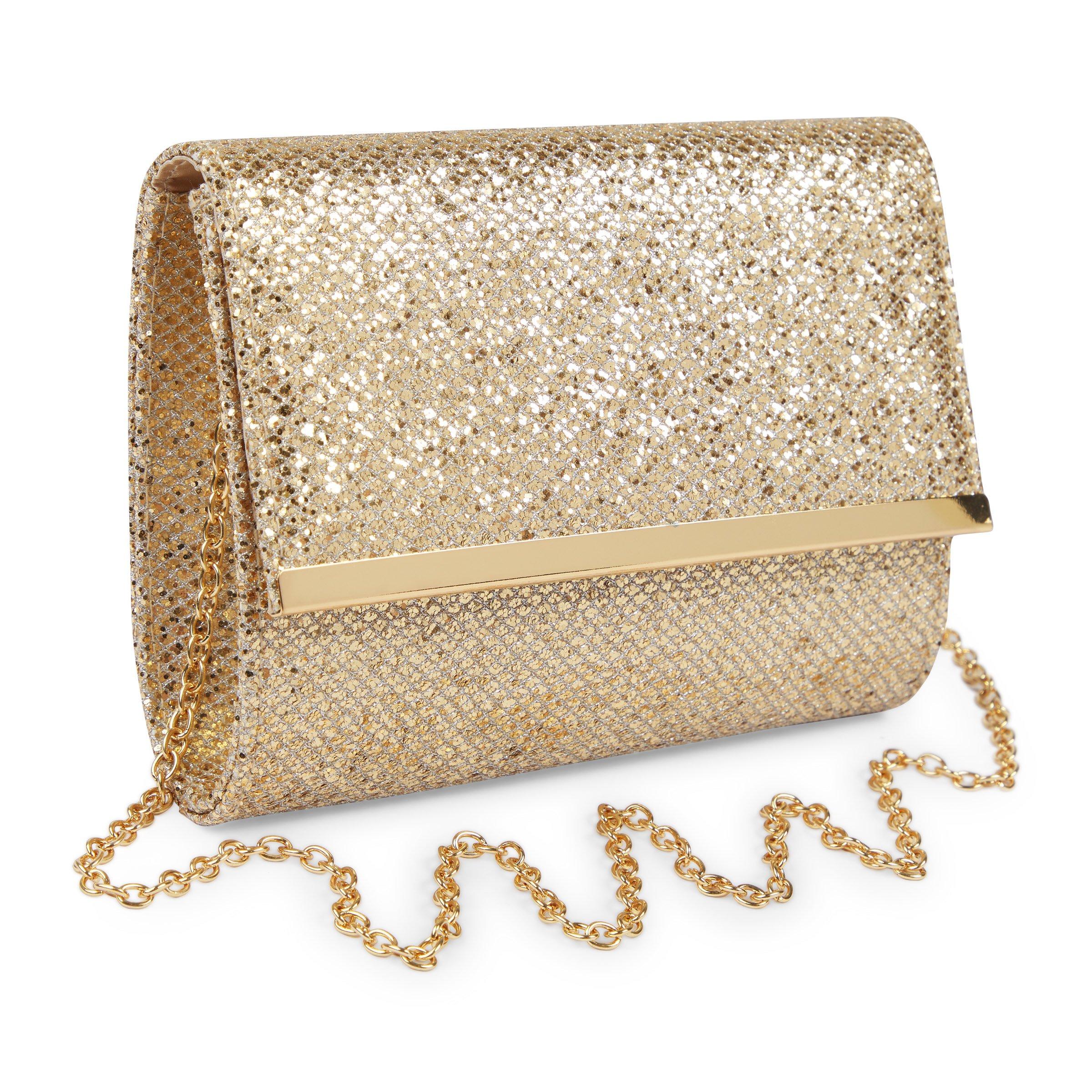 Gold glitter shop clutch purse