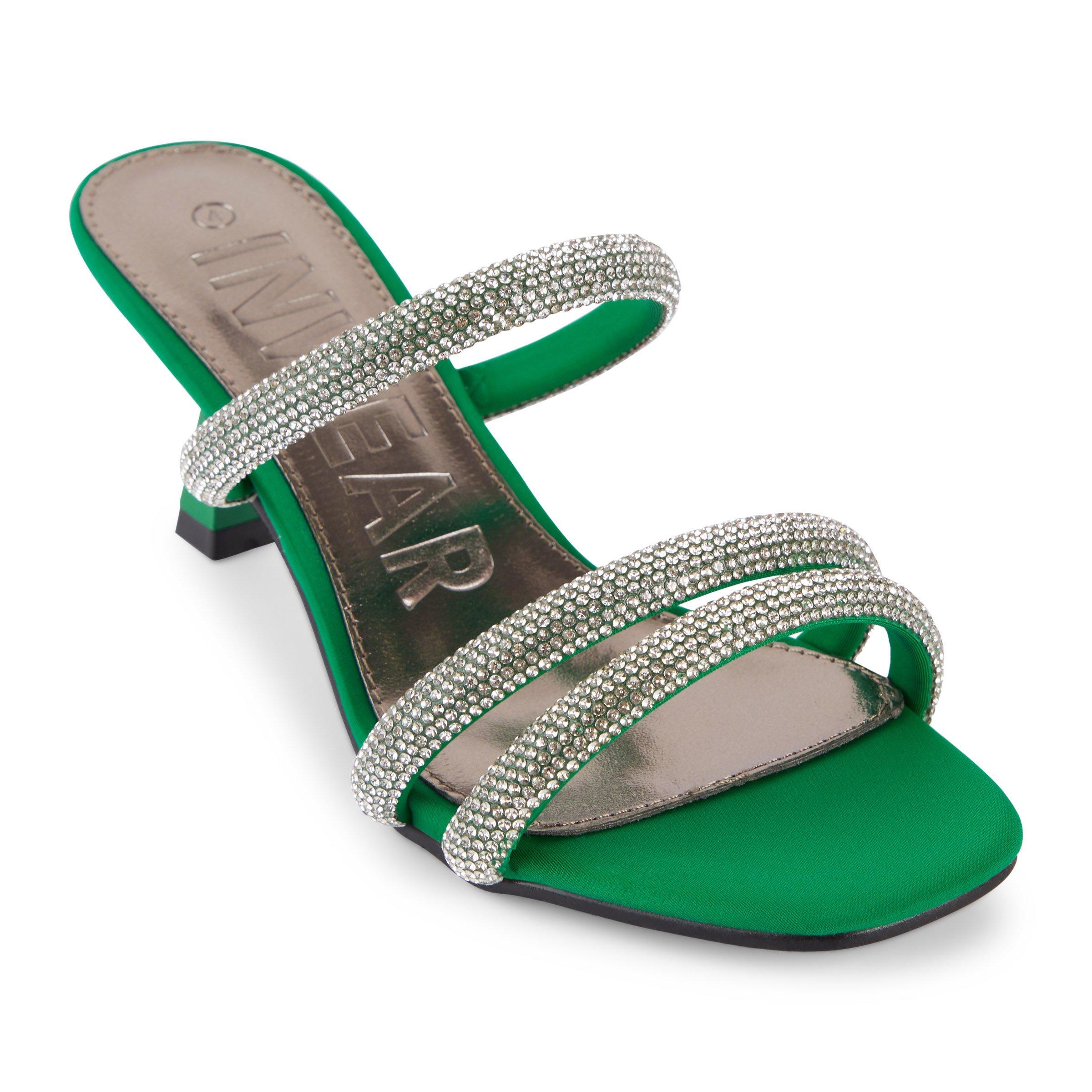 Green embellished heels sale