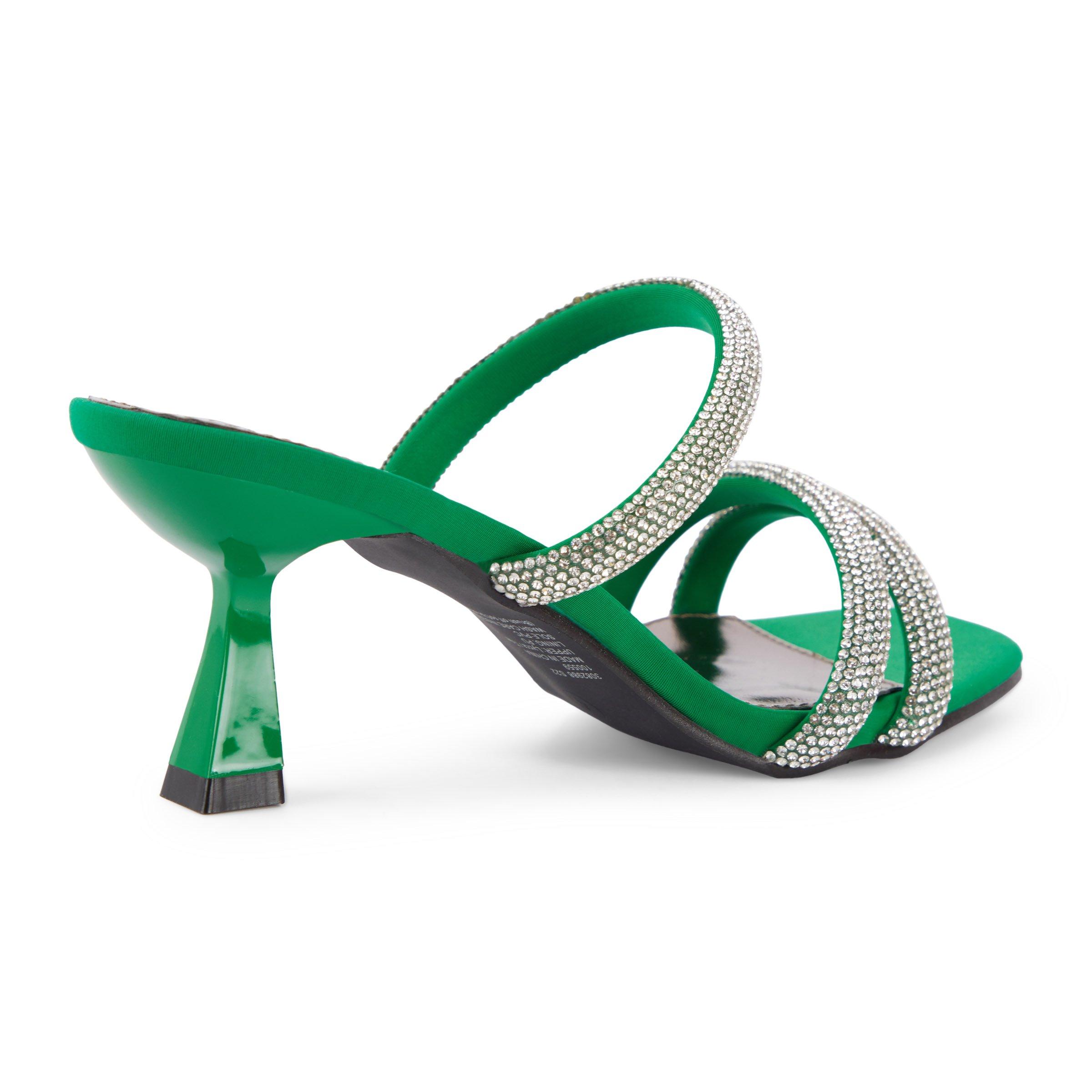 Green embellished outlet heels