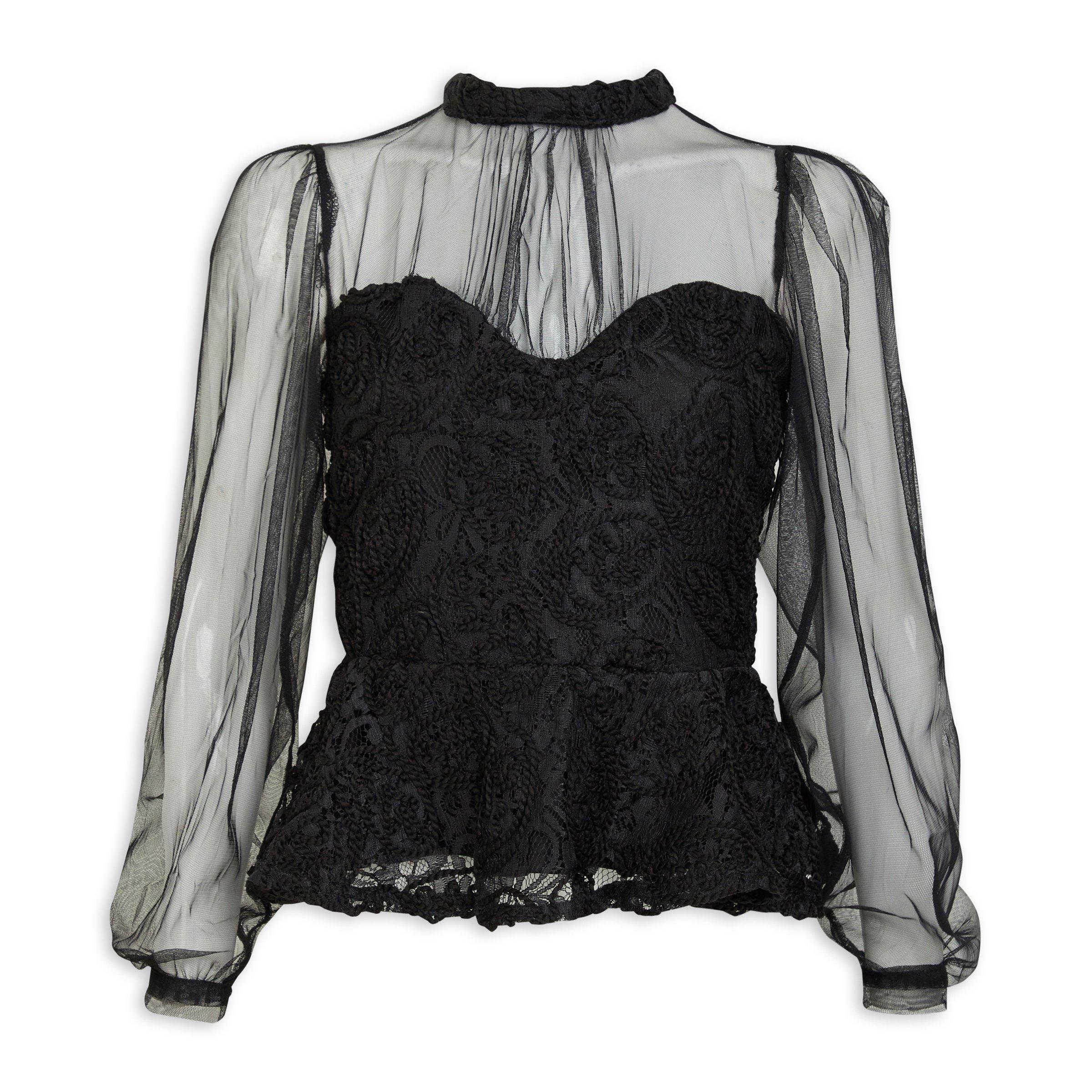 Black Lace Peplum Top 3083186 Truworths