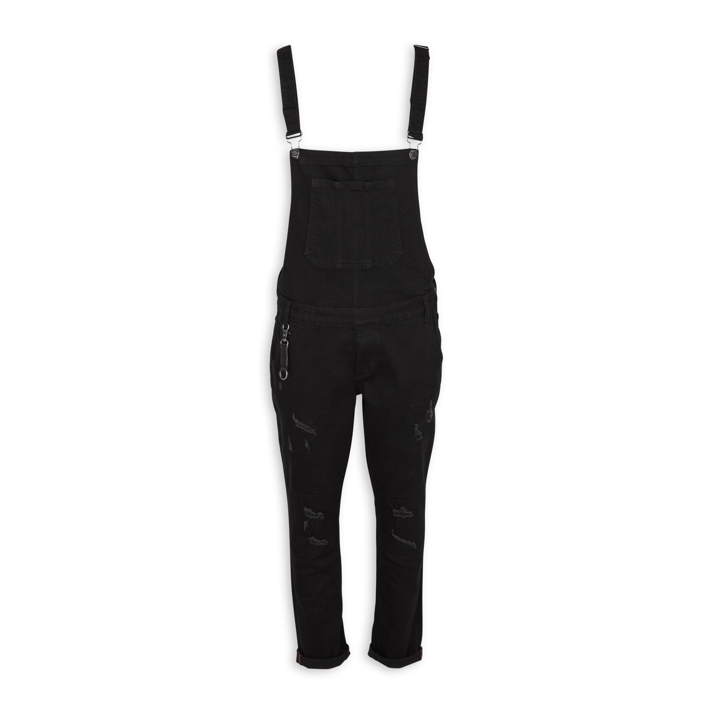 Mens black sale denim dungarees