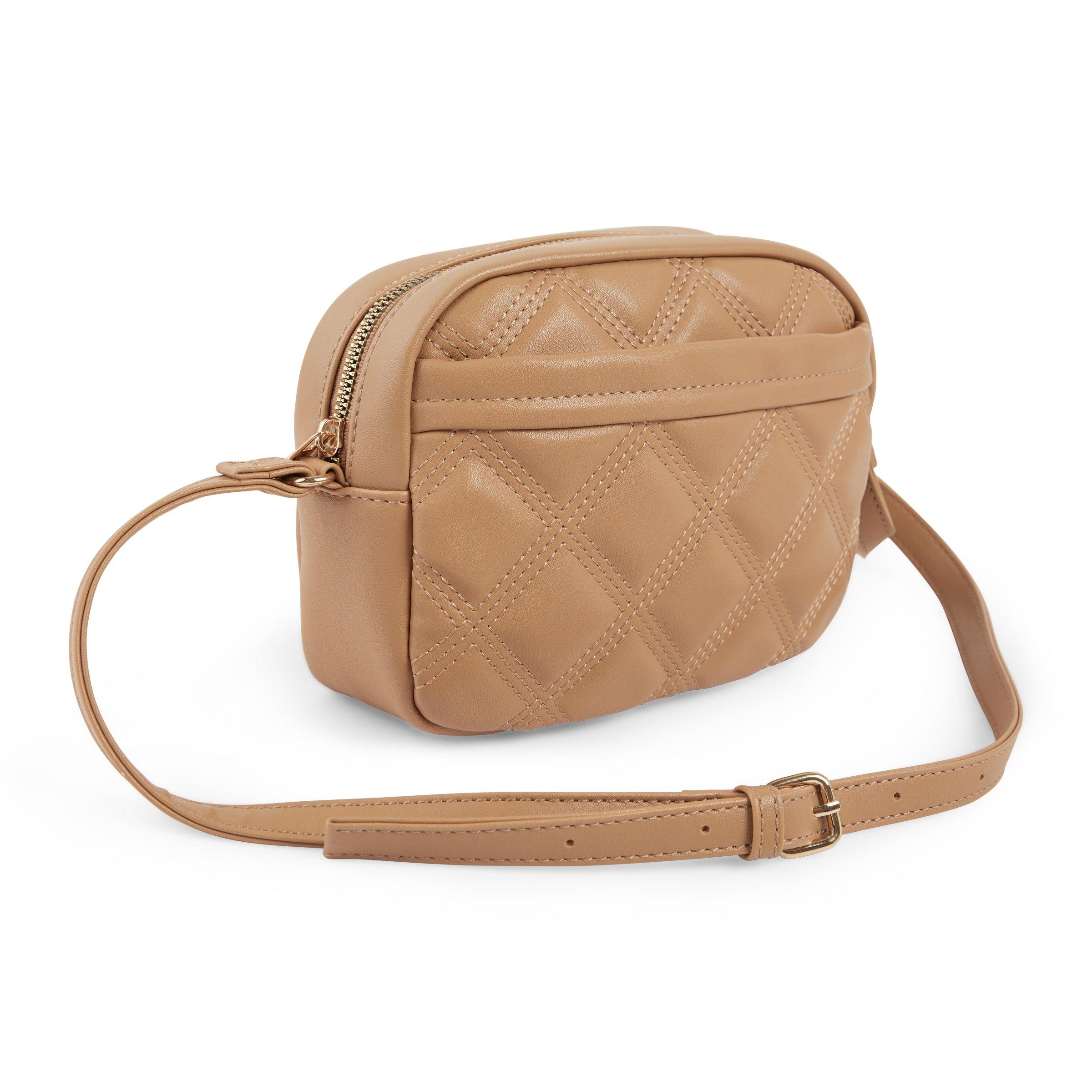 Tan quilted crossbody clearance bag