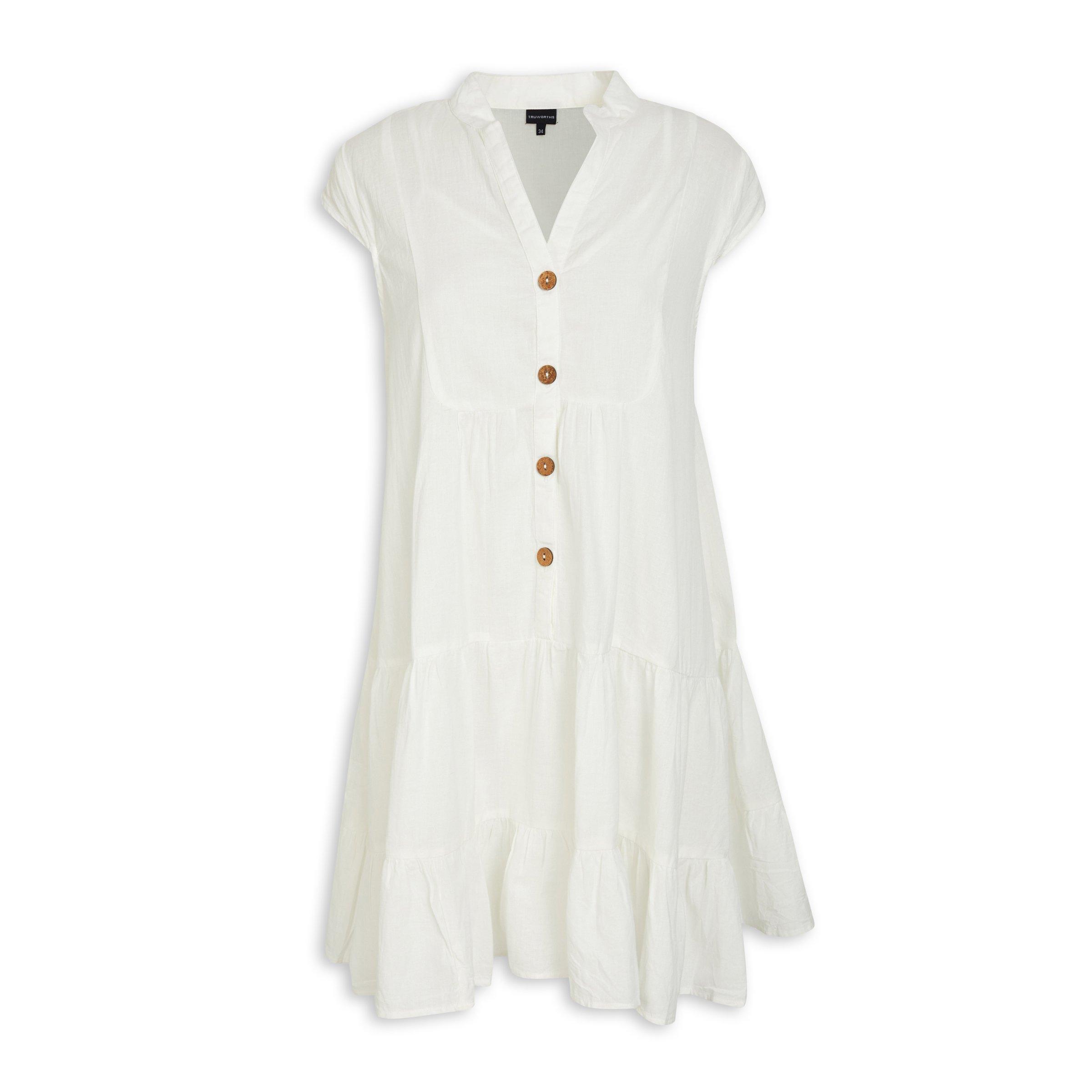 White Button Through A line Dress 3084271 Truworths