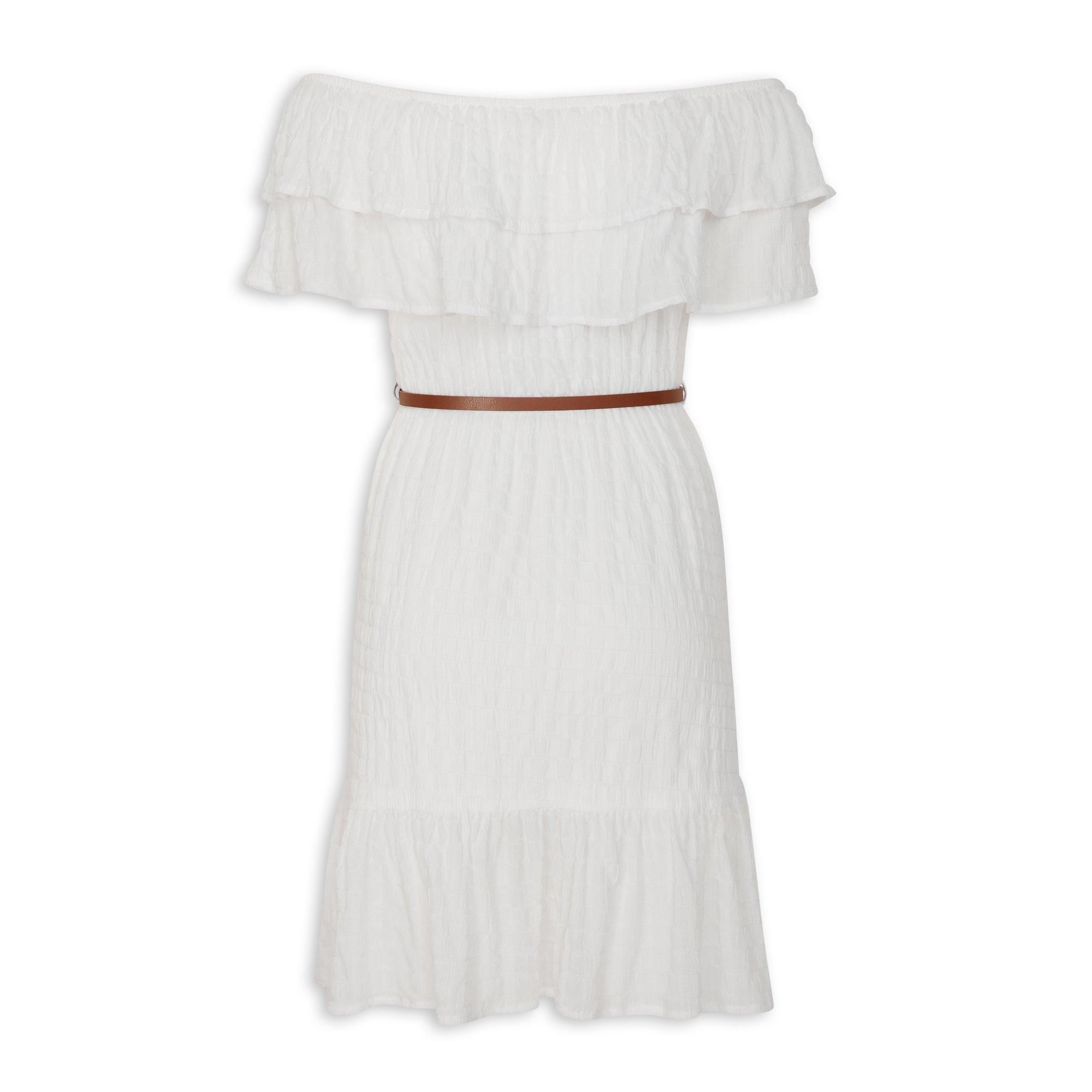 Belted off 2024 the shoulder dress