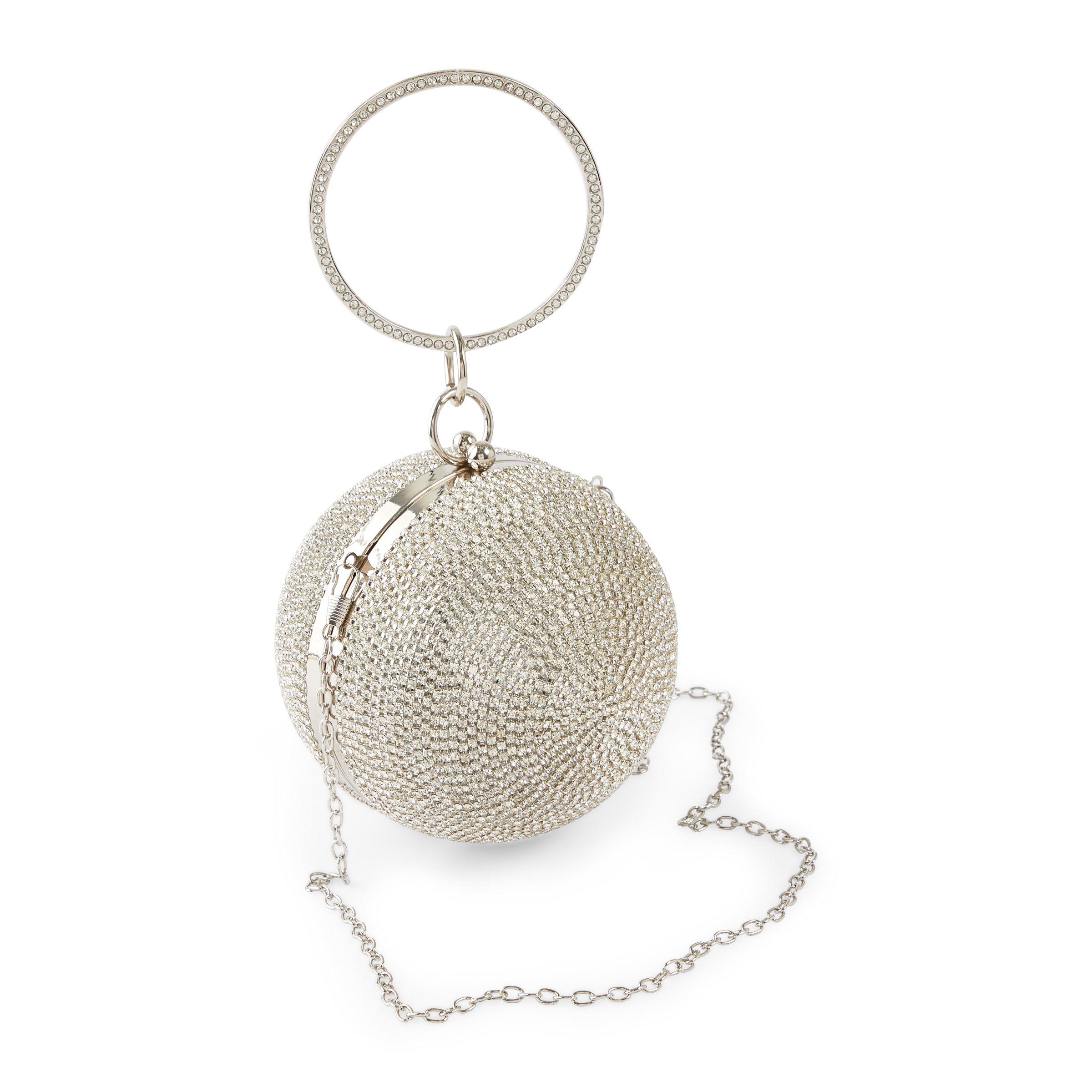 Silver round clutch on sale bag