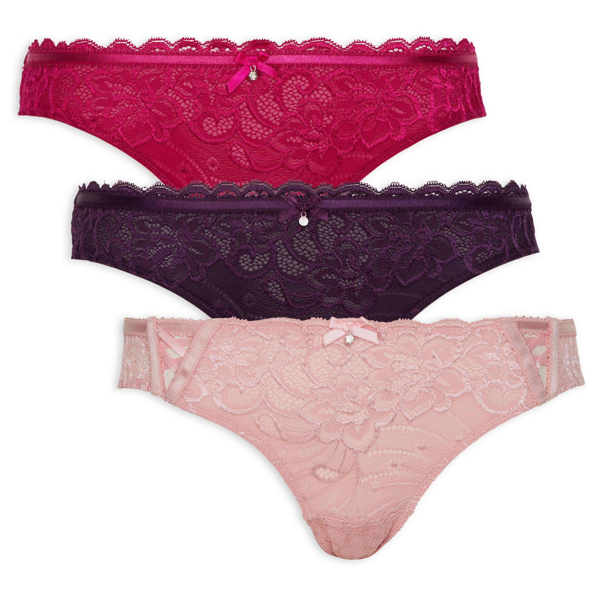 Women's 308 Basic Lace Full Cut Brief Panties - 3 Pack