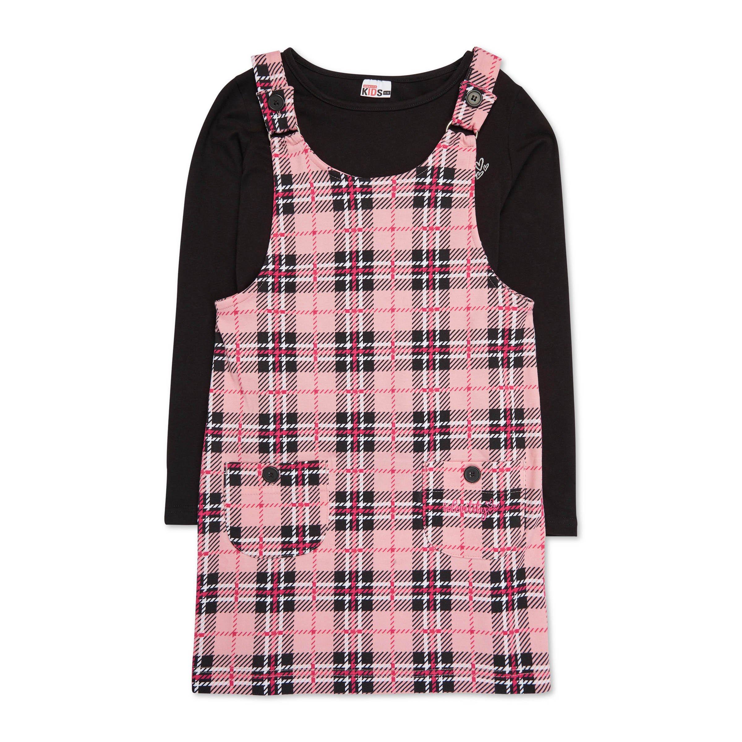 Girls check pinafore dress sale