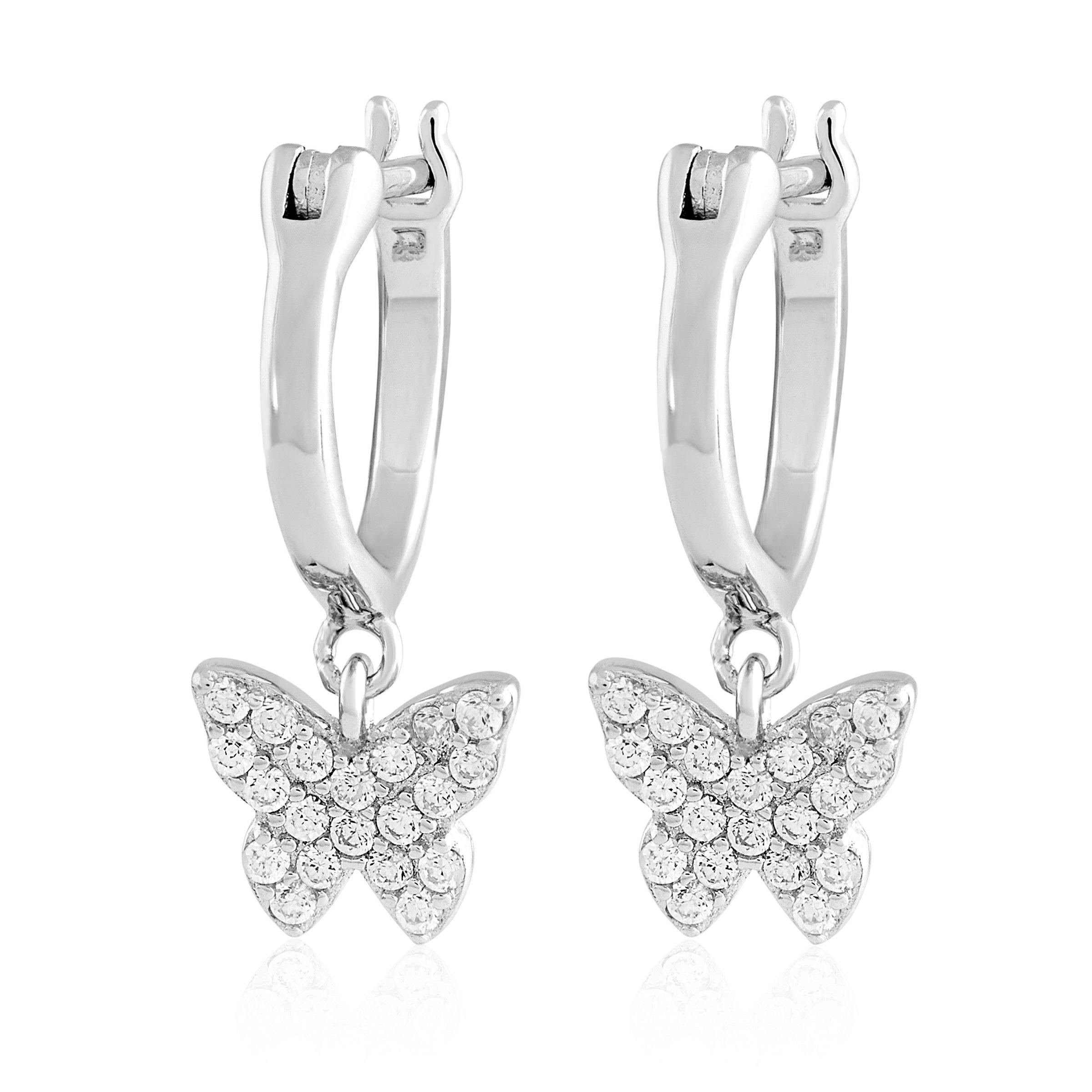 Silver butterfly deals drop earrings