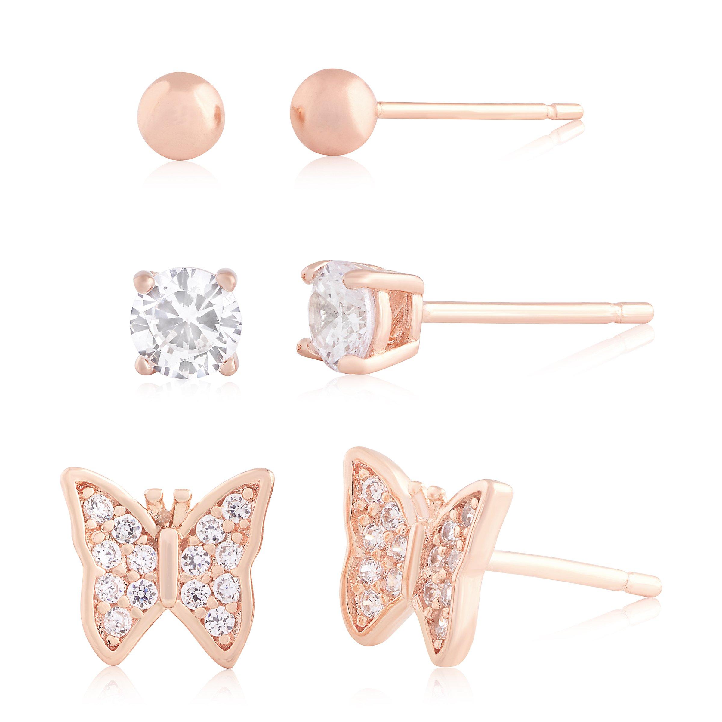 Sterling silver 3 piece deals earring set