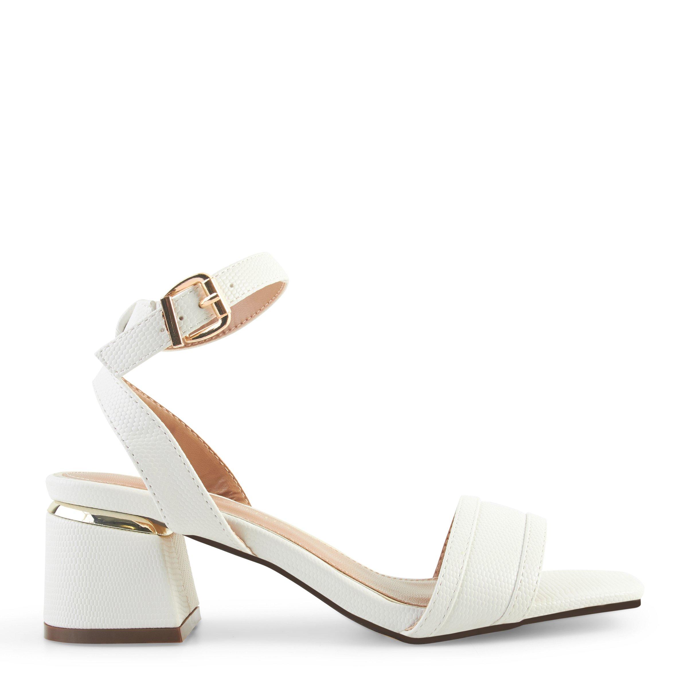 Heel hot sale sandals white