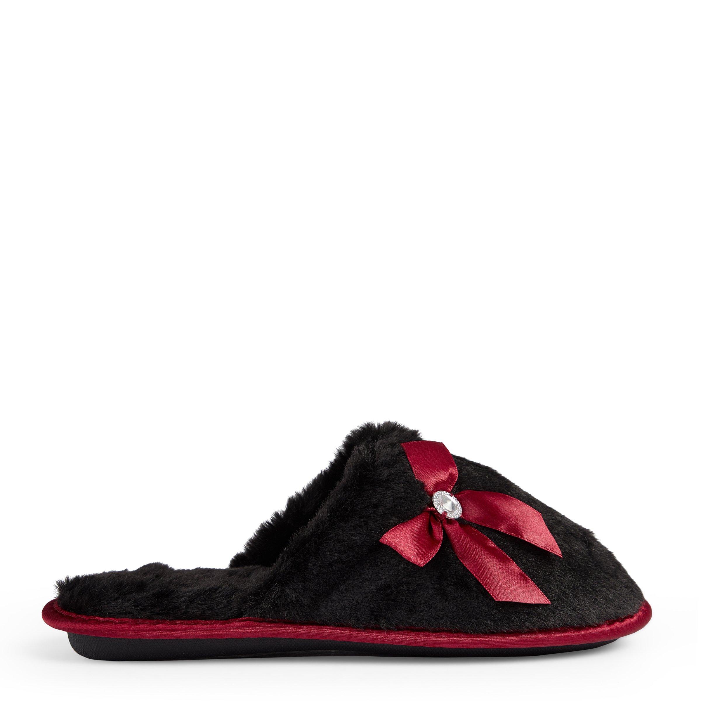 Black Plush Closed Toe Slipper (3088094)