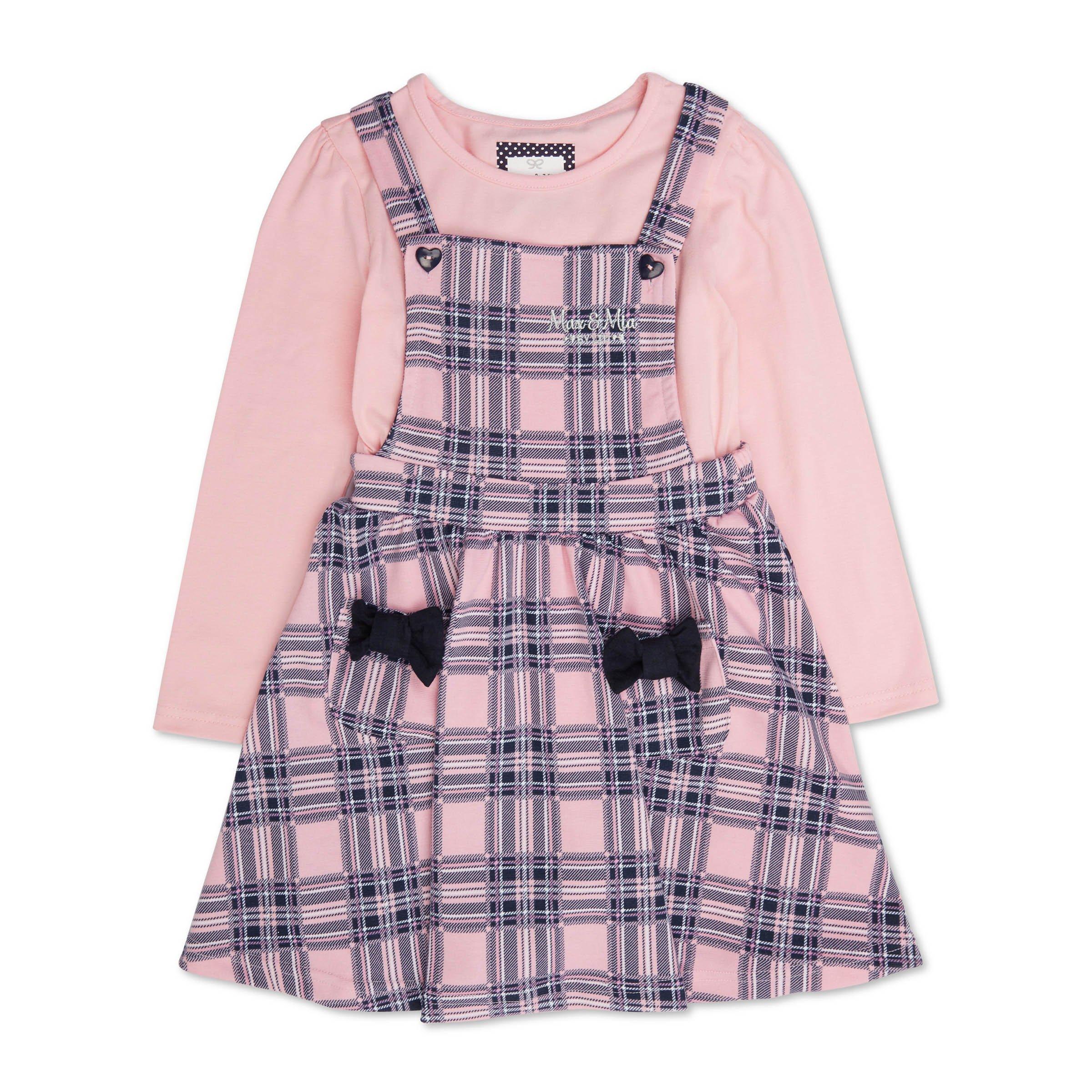 Kid Girl Check Pinafore Dress Set (3089340)