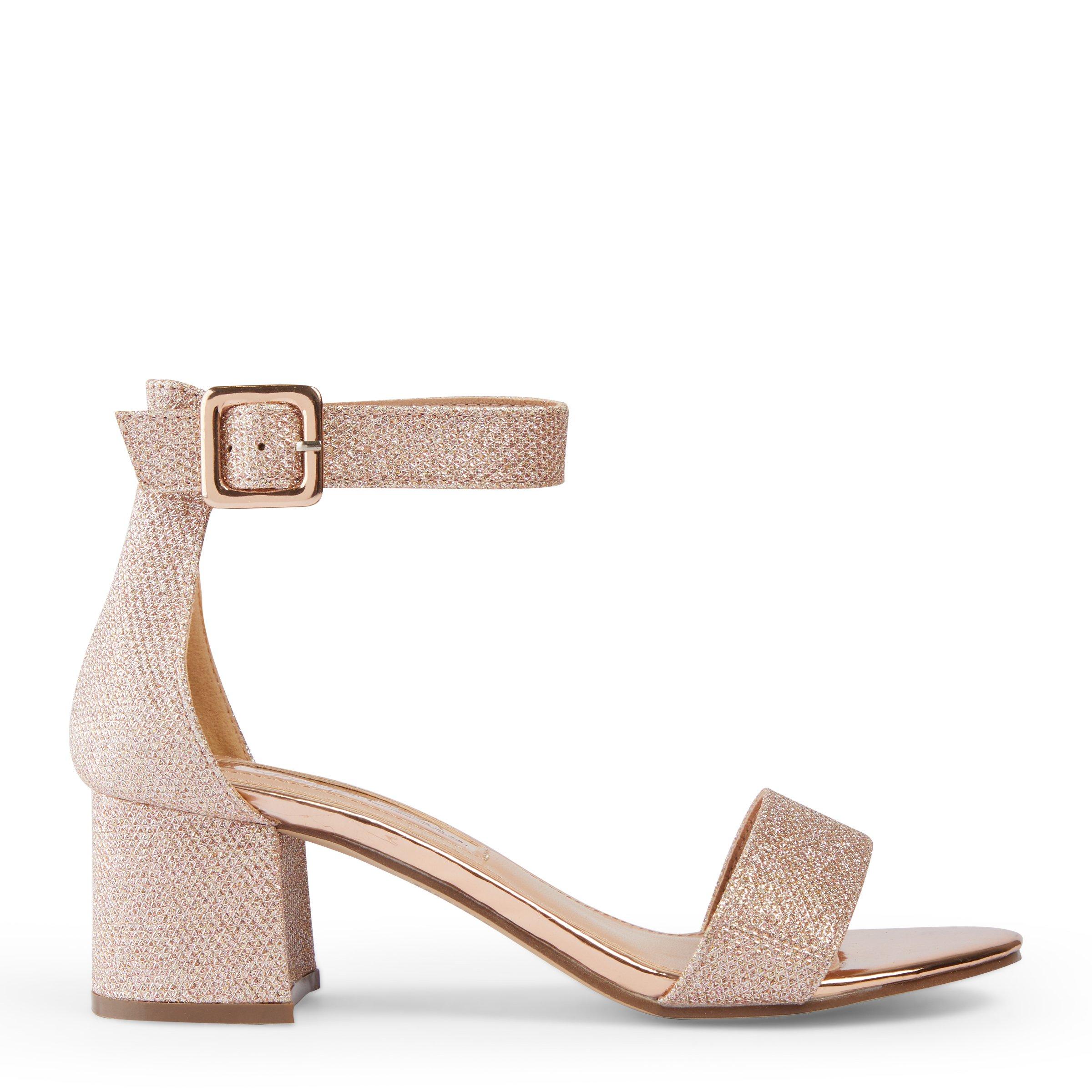 Rose gold best sale glitter block heels