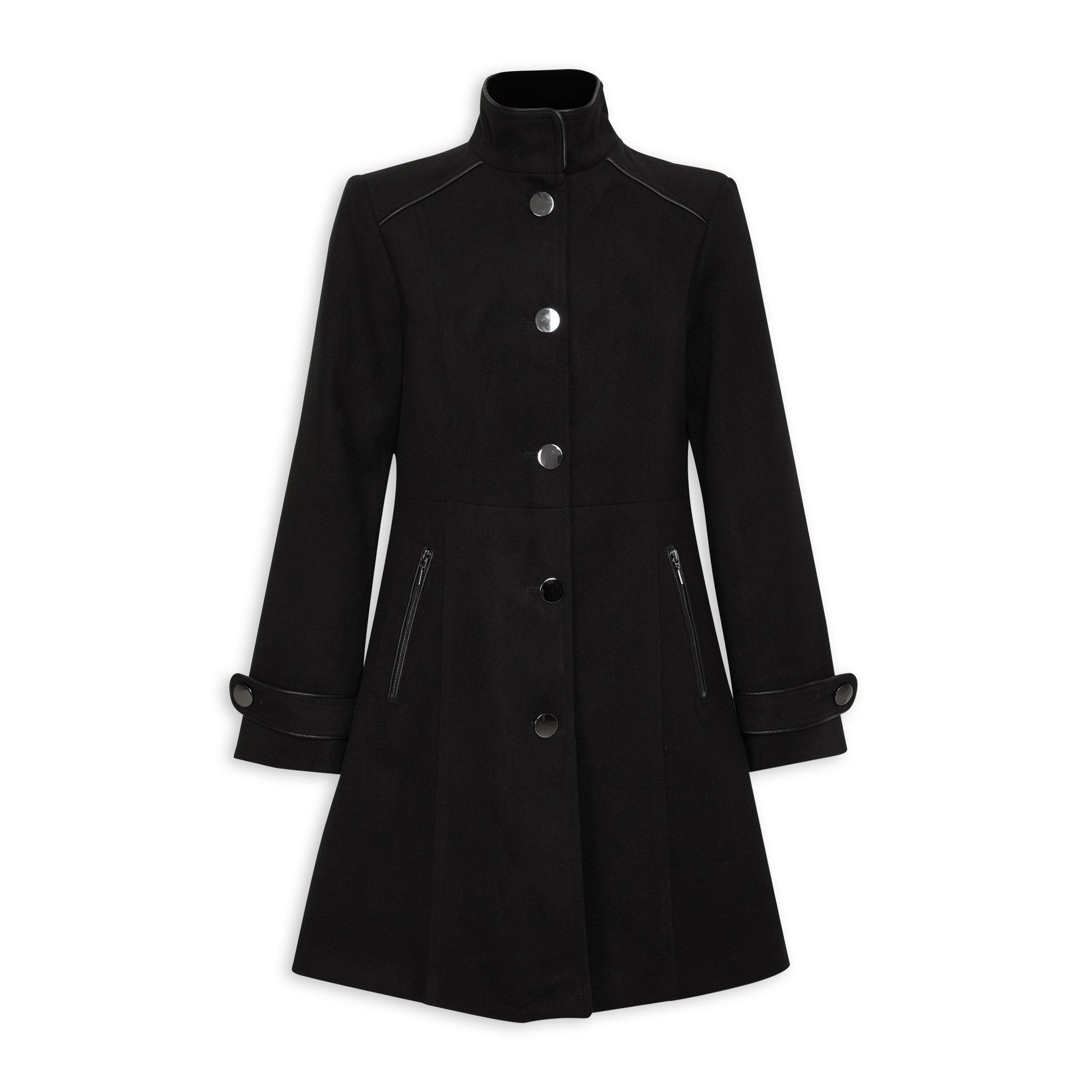 Womens black funnel neck on sale coat