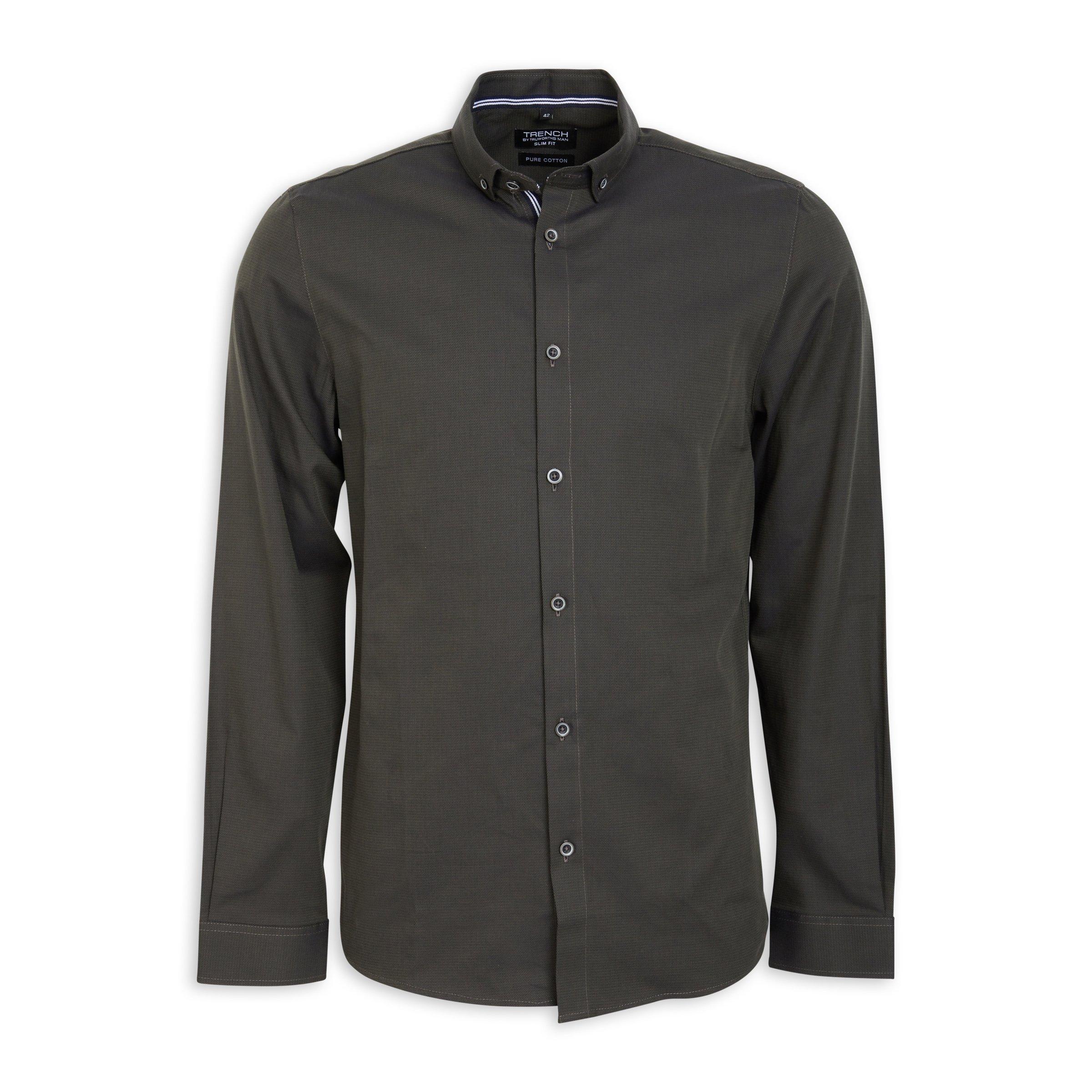 Olive green slim fit hot sale shirt