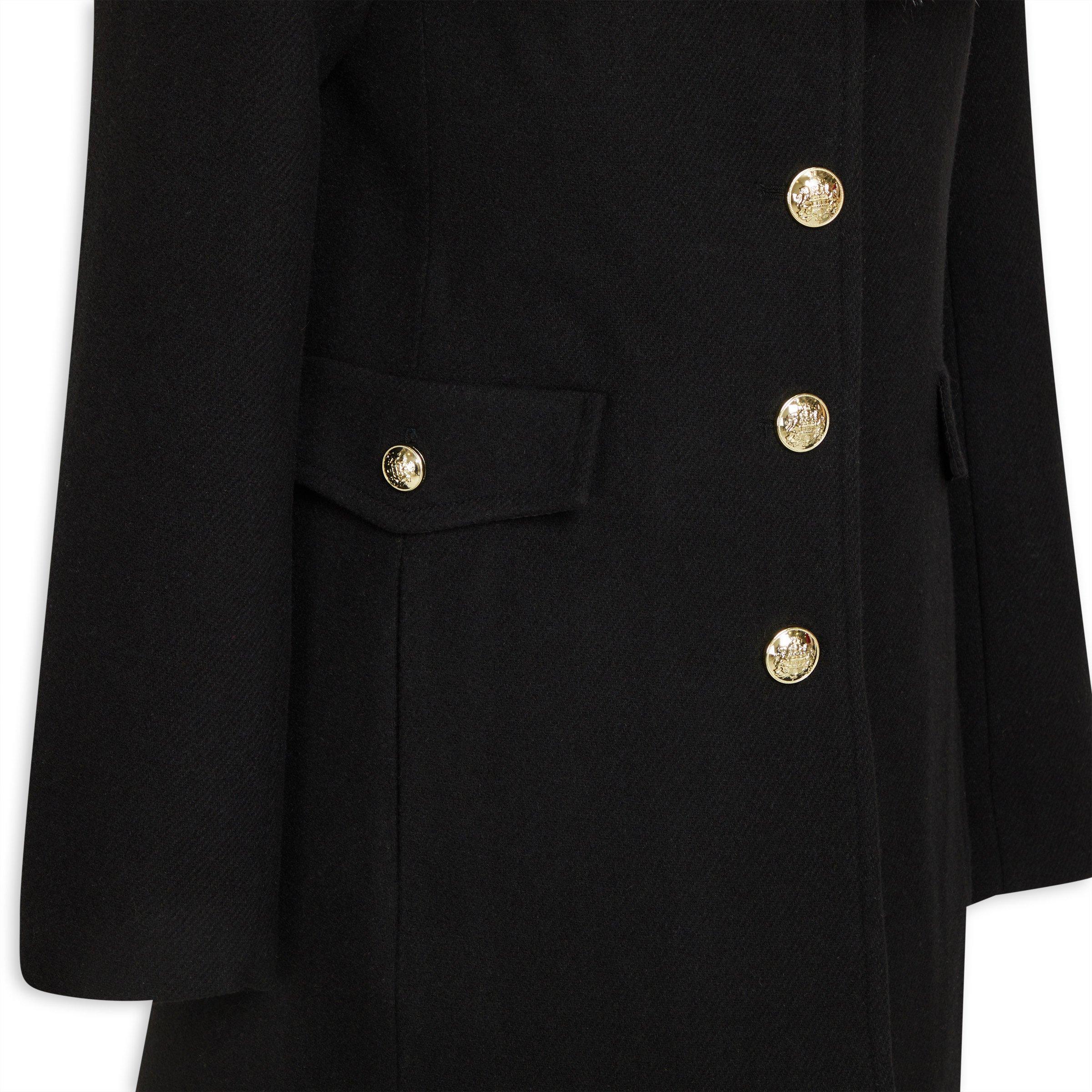 Black faux shop fur pea coat